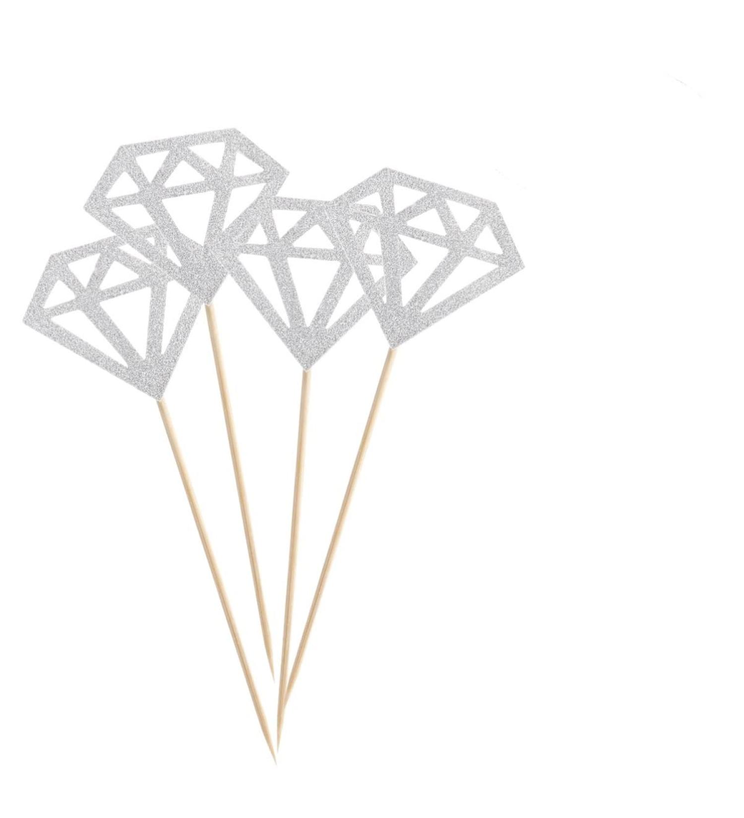Vaguelly 50pcs Diamond Dessert Topper Happy Wedding Diamond Birthday Cake Picks Wedding Decoration Fruit Cake Decorations for Home Fruitcakes Wedding D cor Anniversary Toothpick Flash Baby Silver medium - Buy Online on SooperMarket.com