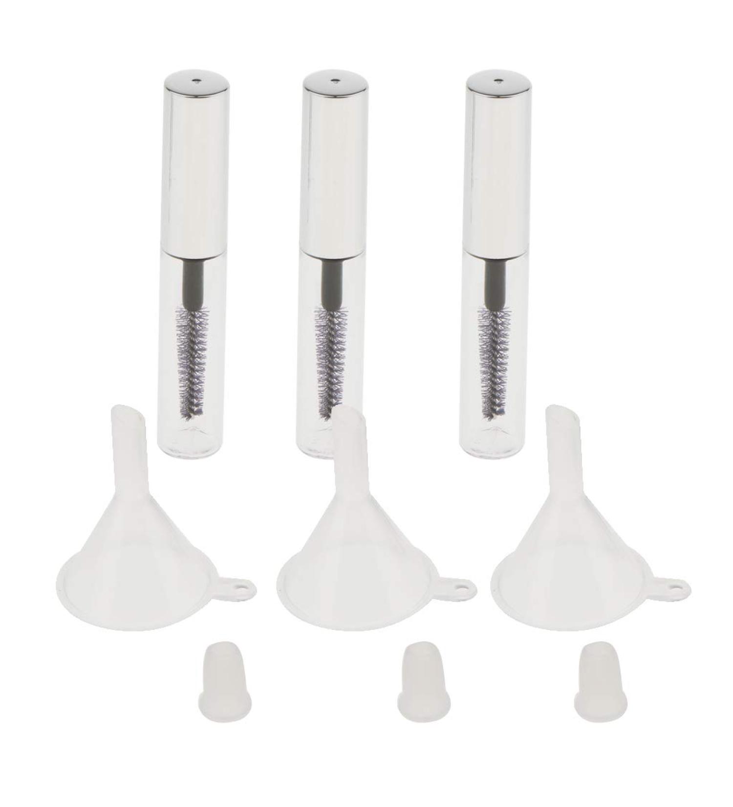 3 Pieecs 4 ml Empty Mascara Tube w/Eyelash Wand Brush Rubber Inserts and Funnels Set for DIY Mascara Refillable Containers for Travel - Clear as described - Buy Online on SooperMarket.com
