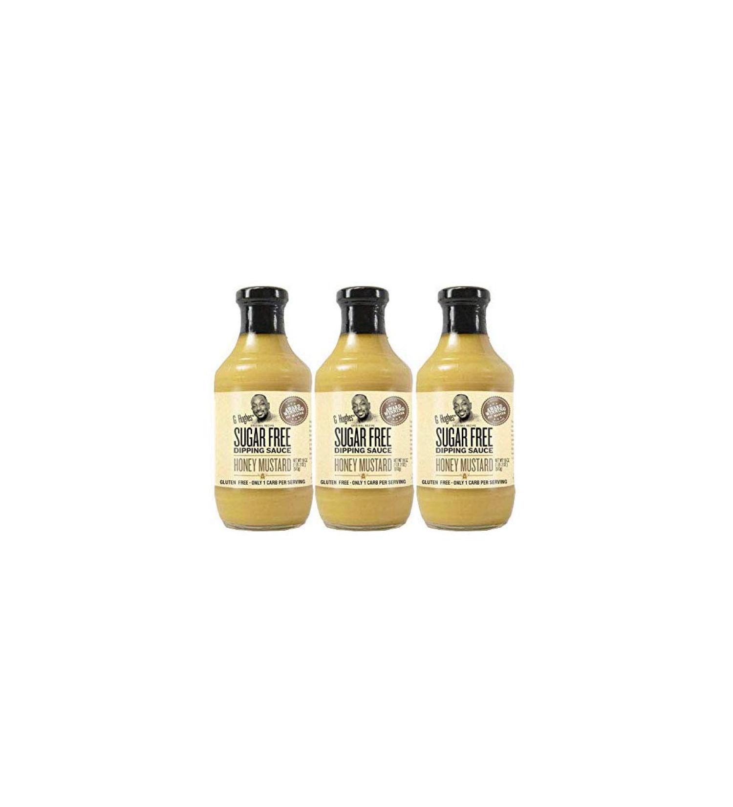G Hughes Sugar Free Honey Mustard Dipping Sauce - Sugar Free Honey Mustard Gluten Free Mustard Keto Honey Mustard Low Carb Honey Mustard Dressing Sugar Free Mustard -18 Oz (3-Pack)