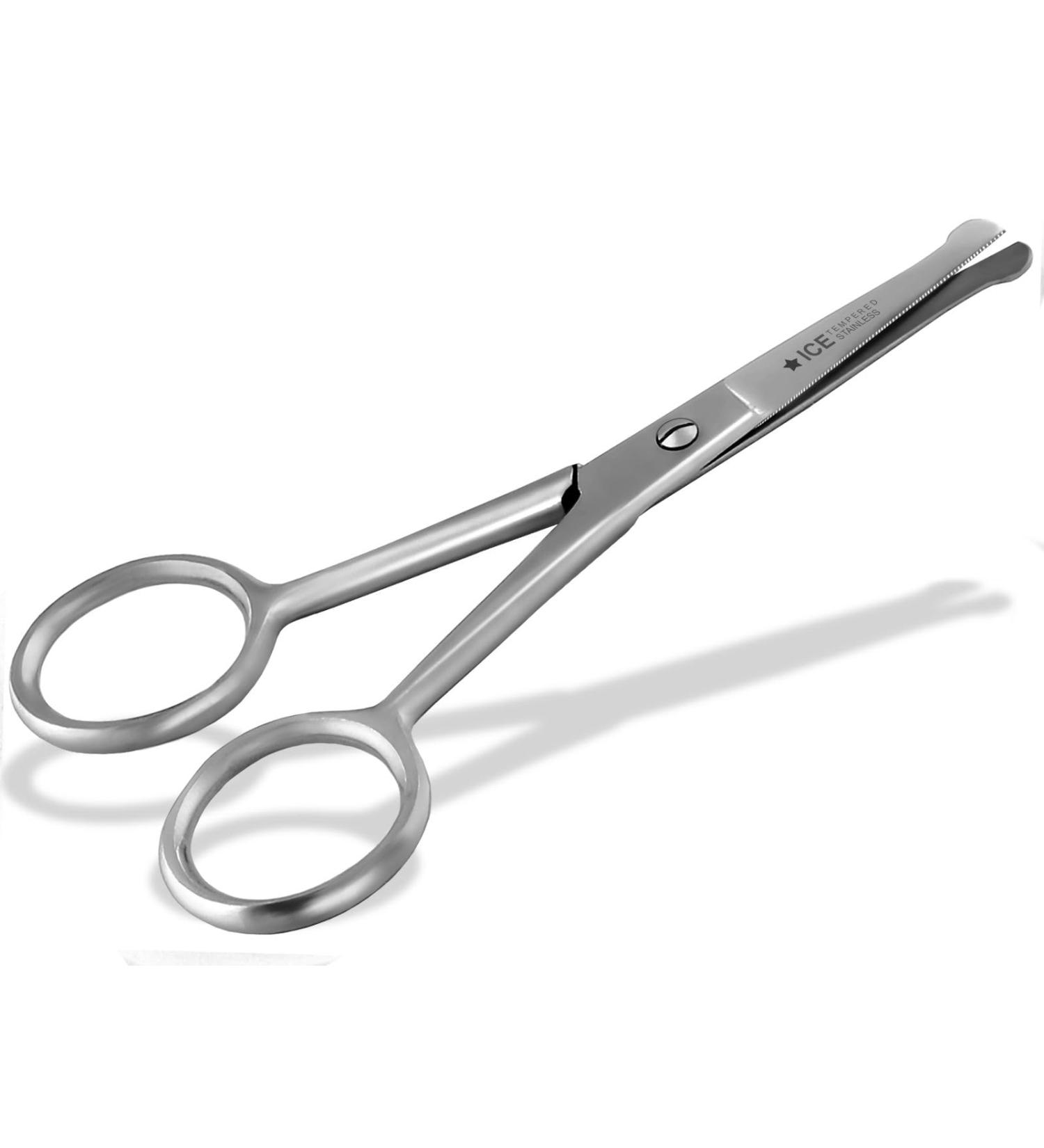 Premium 10.5 cm Beard & Nose Hair Scissors with Micro Serration - Safe Rounded Ends - International Shipping Available - Buy Online on SooperMarket.com