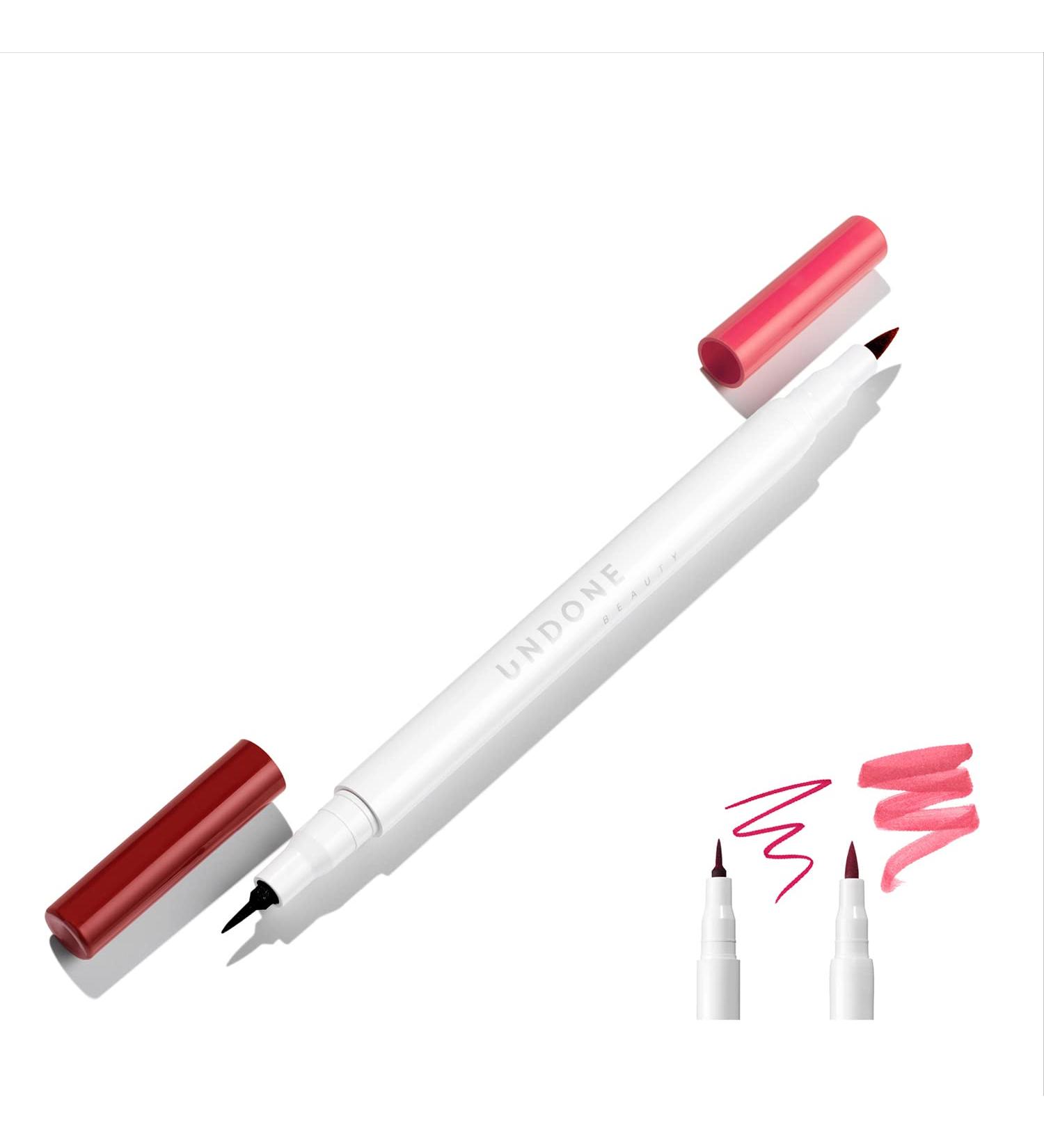 Undone Beauty Forever Lip 2-in-1 Stain and Precision Liner with Deep Enhancing Shade and Sheer Stain for Longwearing Naturally Full Lip Look and Soothing Aloe - Clean Vegan and Paraben & Cruelty Free - Cool Red