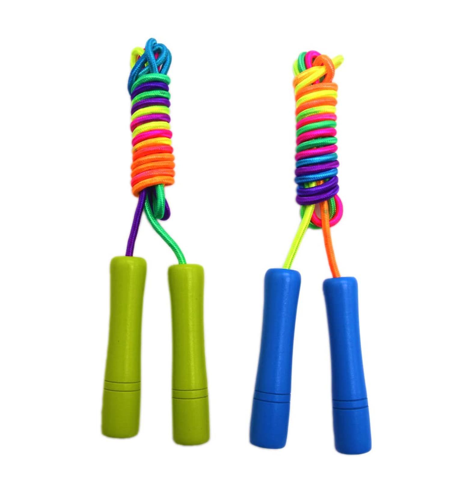Buy Homello Adjustable Jump Rope for Children - Wooden Handle & Cotton Rope - 260cm Blue & Light Green for Fitness & Fun - Buy Online on SooperMarket.com