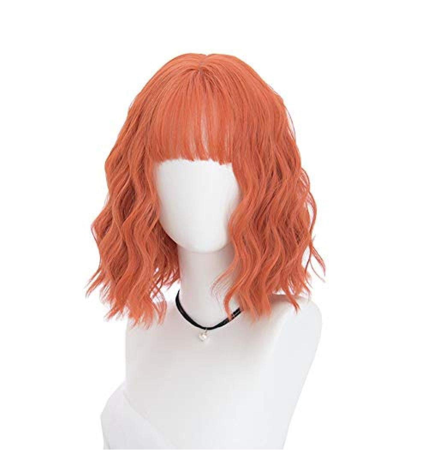 BGHJUE Short Orange Wig - 35cm Full Straight Bob 80% Density Colored Frontal Wigs for Women - International Shipping Available - Buy Online on SooperMarket.com
