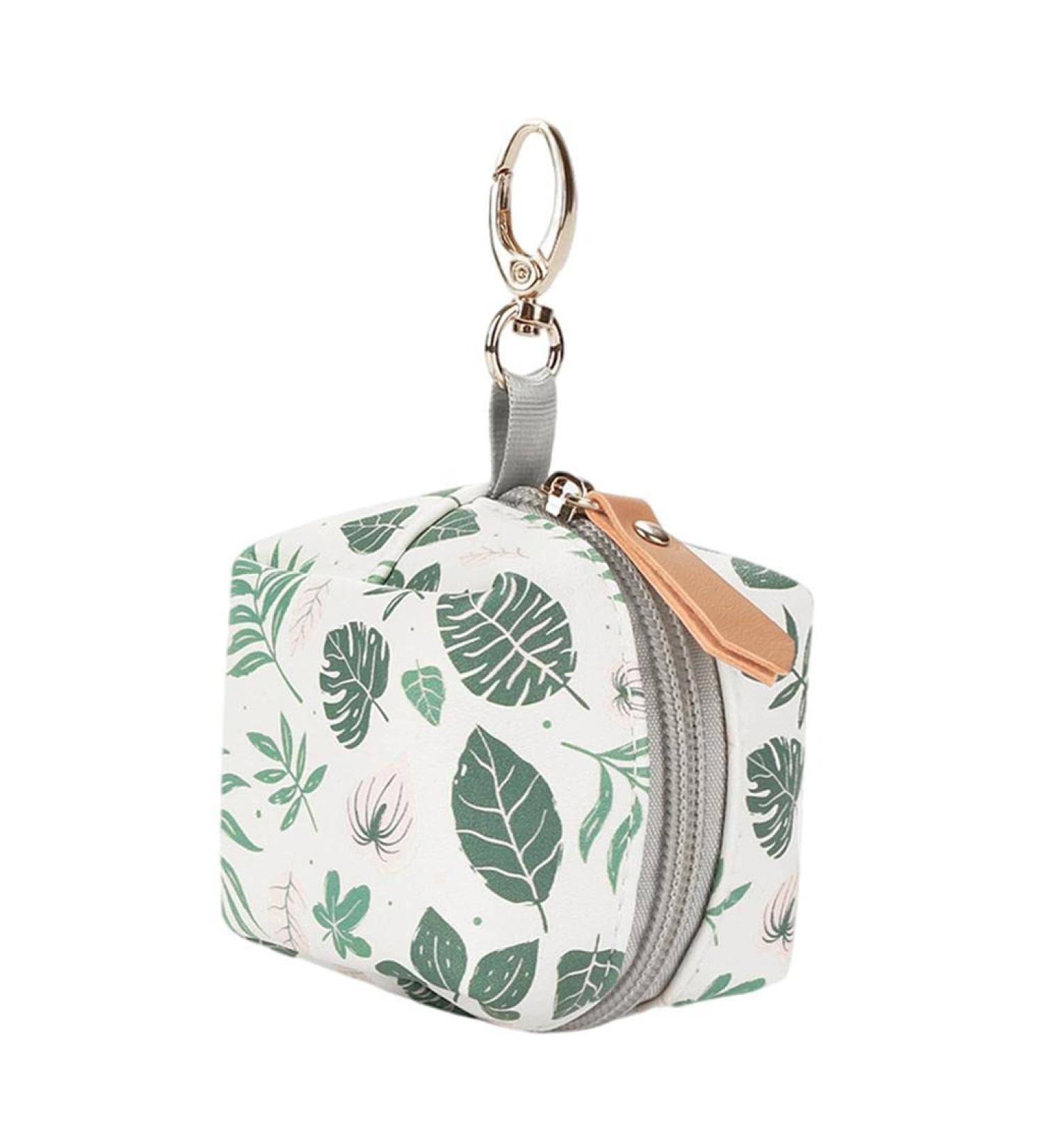 Harilla Portable Pacifier Storage Pocket | Eco-Friendly Snap Grip Bag for Toddlers | Dust-Proof Baby Pacifier Holder - Green Leaf Design - Buy Online on SooperMarket.com