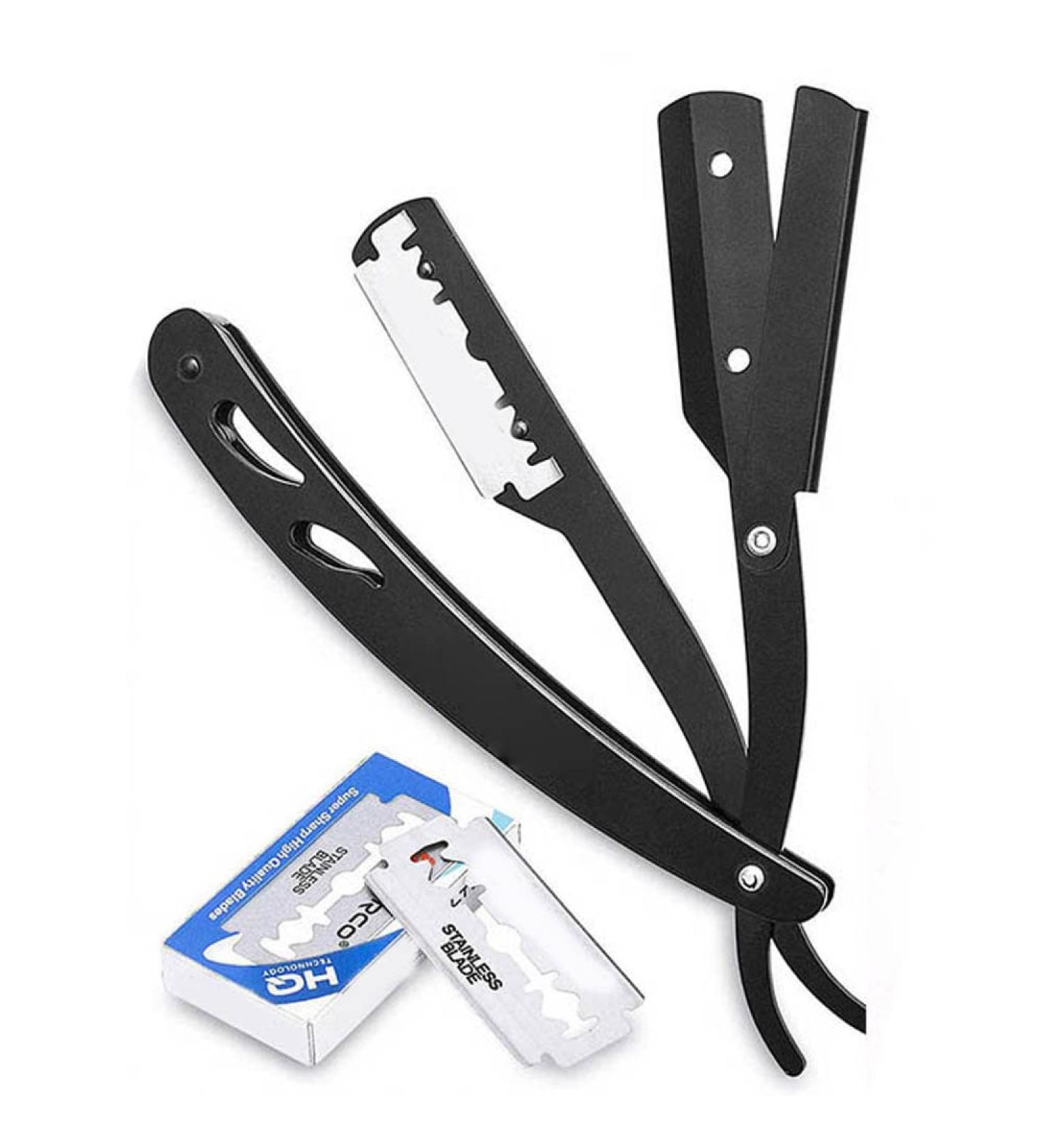 Botiniv Straight Edge Razor for Men - Professional Travel Barber Razor with 10 Blades - Ideal for Home & Salon Use - Buy Online on SooperMarket.com