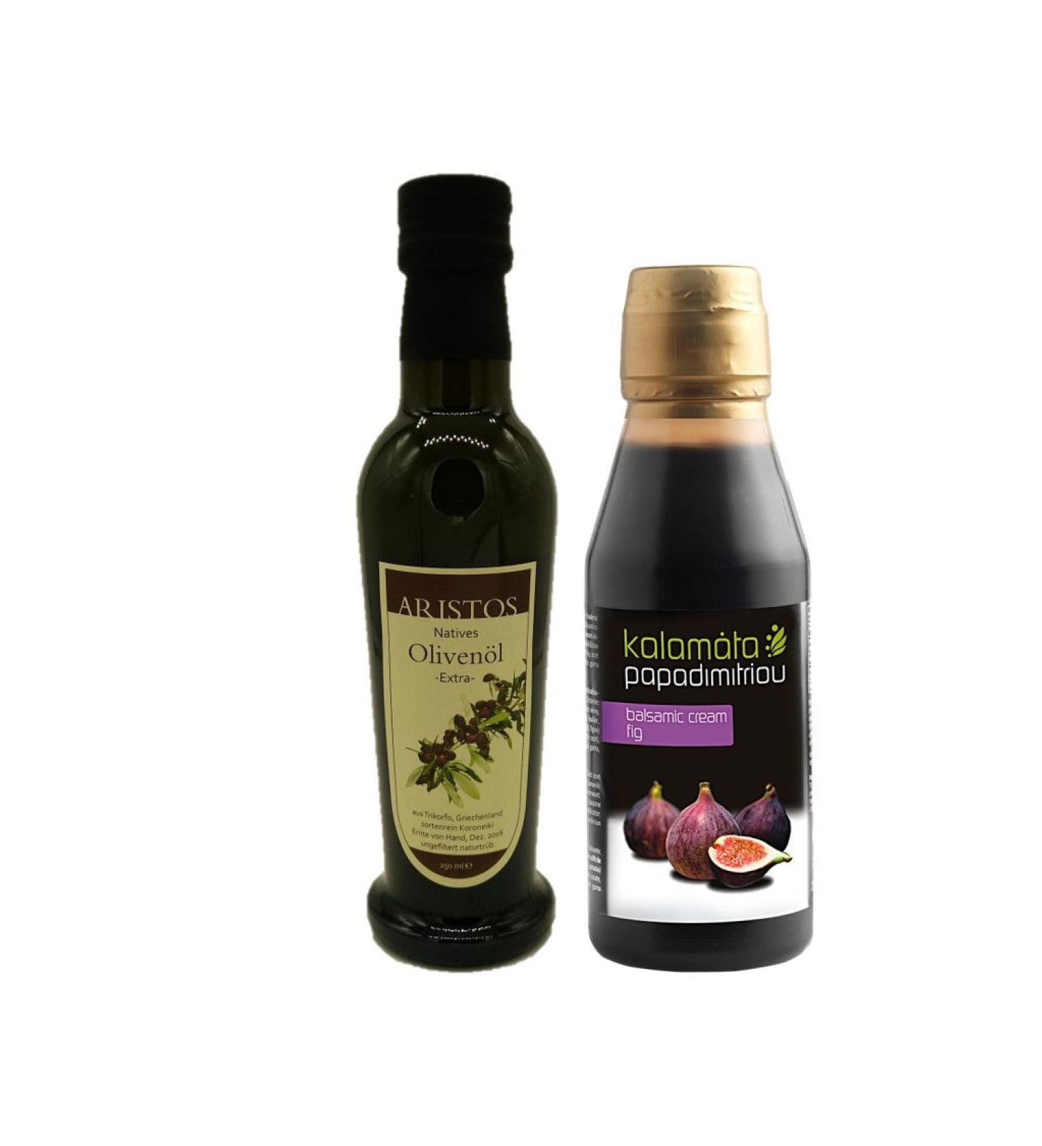 Bio Balsamic Vinegar & Cold-Pressed Extra Virgin Olive Oil - Greek Salad Dressing | 250ml Each by Aristos - Buy Online on SooperMarket.com