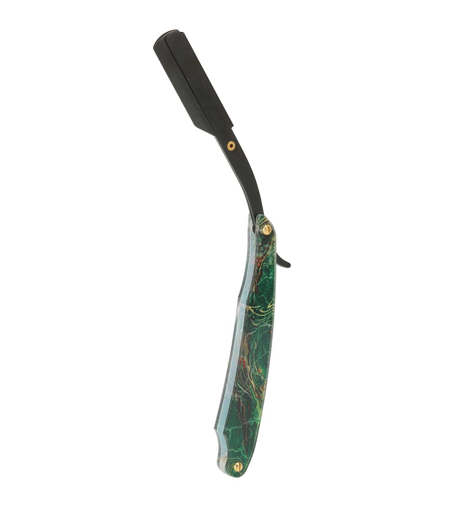 Foldable Manual Razor - Professional Straight Edge Razor with Acrylic Handle Stainless Steel Portable & Safe for Home Salon & Hairdresser - Buy Online on SooperMarket.com