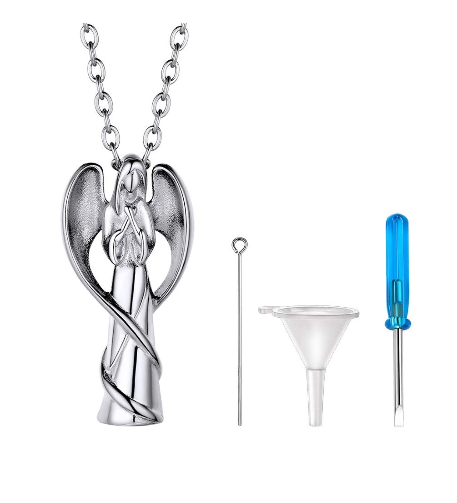 Personalized Prosteel Urn Chain Necklace - Memorial Ash Pendant with 55cm/50cm Stainless Steel & 18K Gilded Design - Cross Maria Life Tree Options - Buy Online on SooperMarket.com