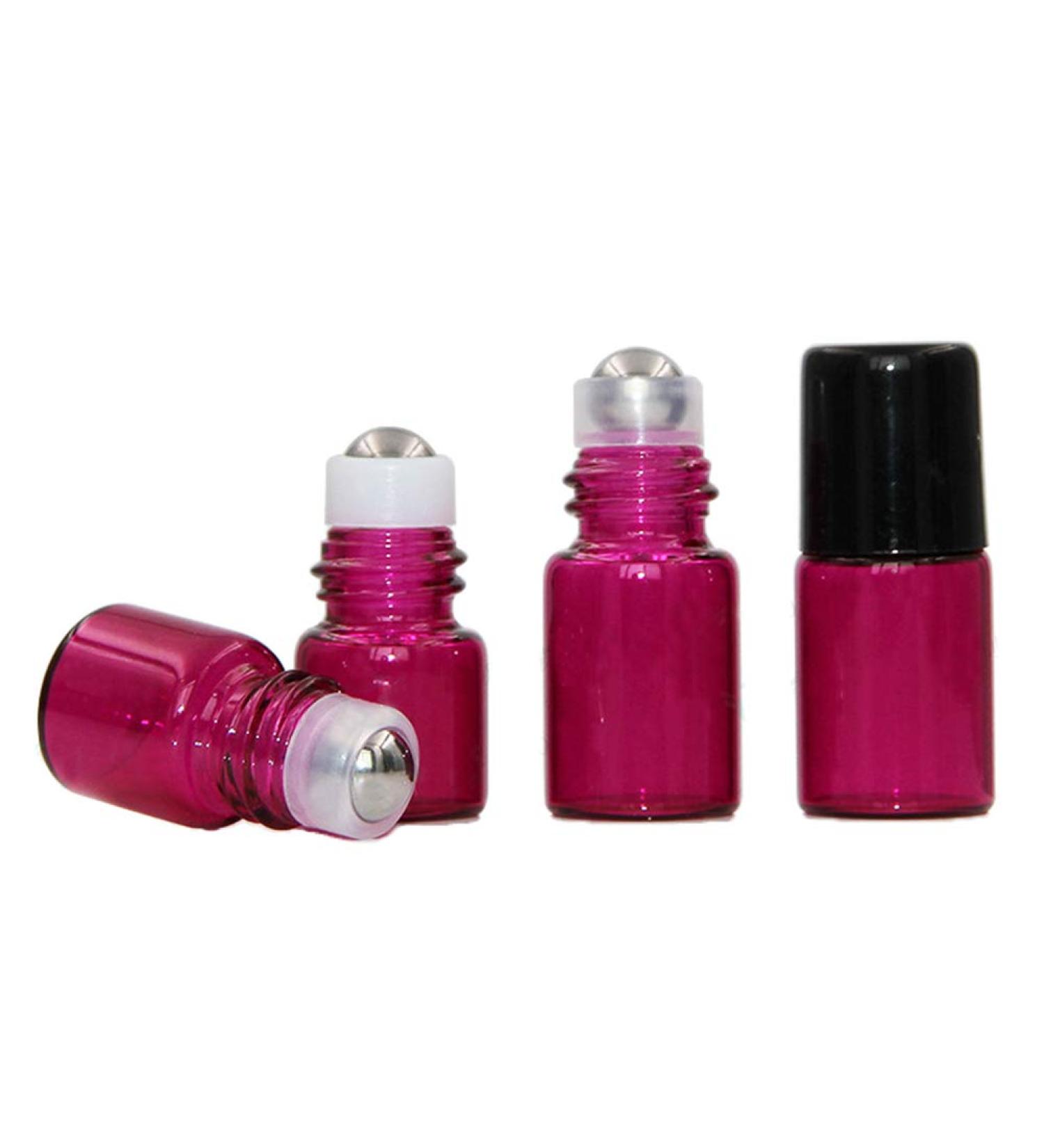JIHUOO 15pcs Glass Essential Oil Roller Bottles Refillable Roll On Empty Bottle Vial Rose Red 2 ML Rose Red 2ml