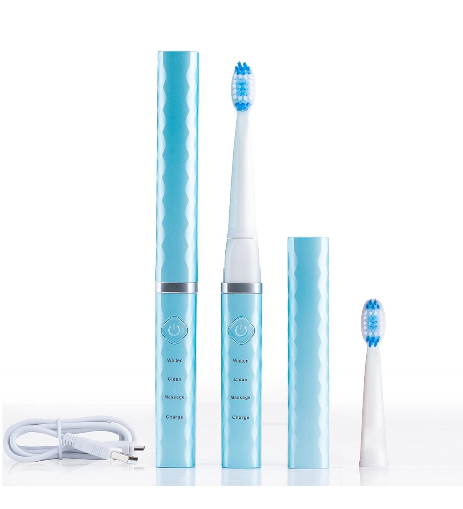 Pop Sonic USB Charge Anywhere Toothbrush (Hawaiian Blue) | Rechargeable w/40,000 Brush Strokes/Min - Long-Lasting Bristles - for Teens & Adults - Buy Online on SooperMarket.com