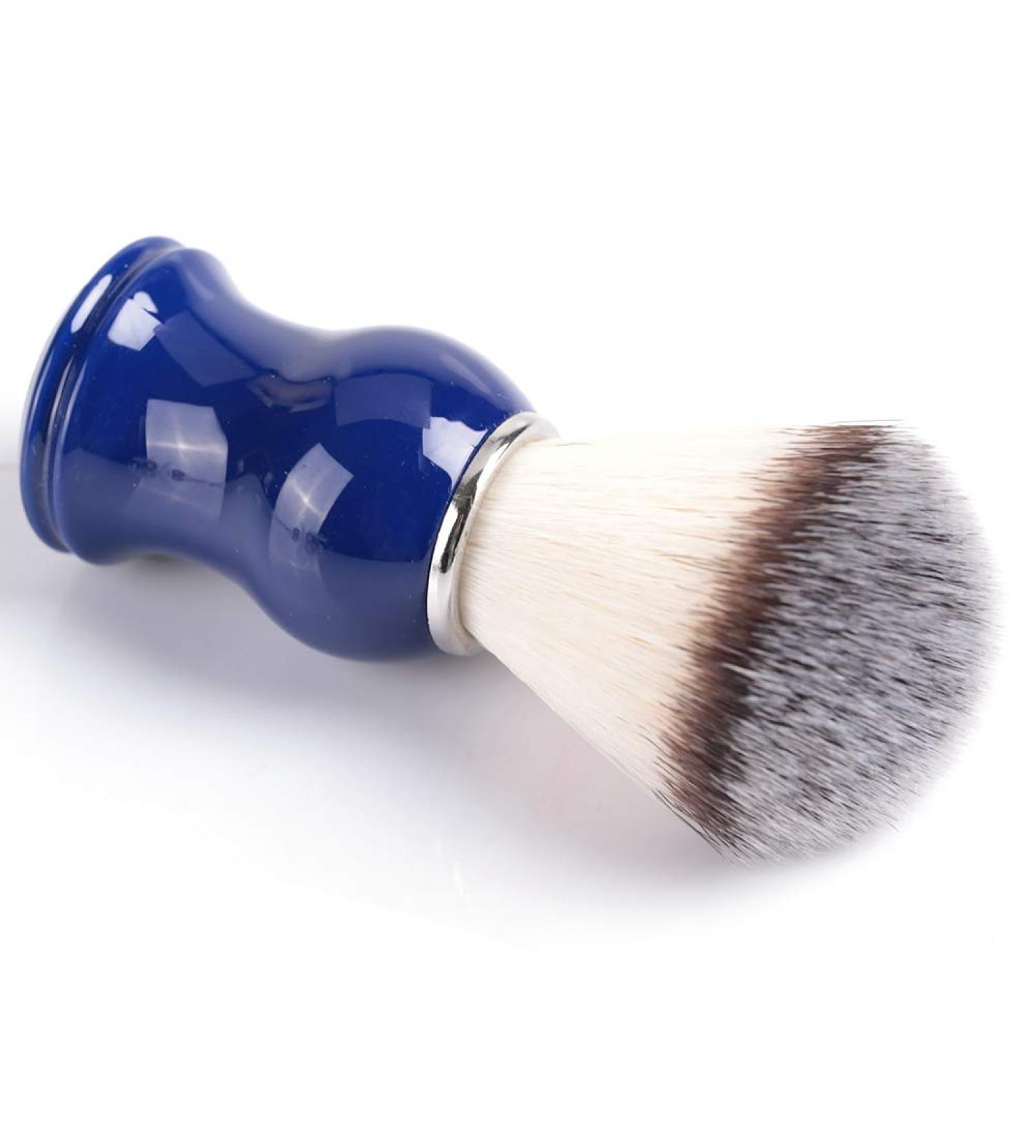 Beard Razor Brush | Men's Shaving Brush with Resin Grip | Perfect Gift for Dads & Friends | Blue Nylon Wool Handle - Buy Online on SooperMarket.com