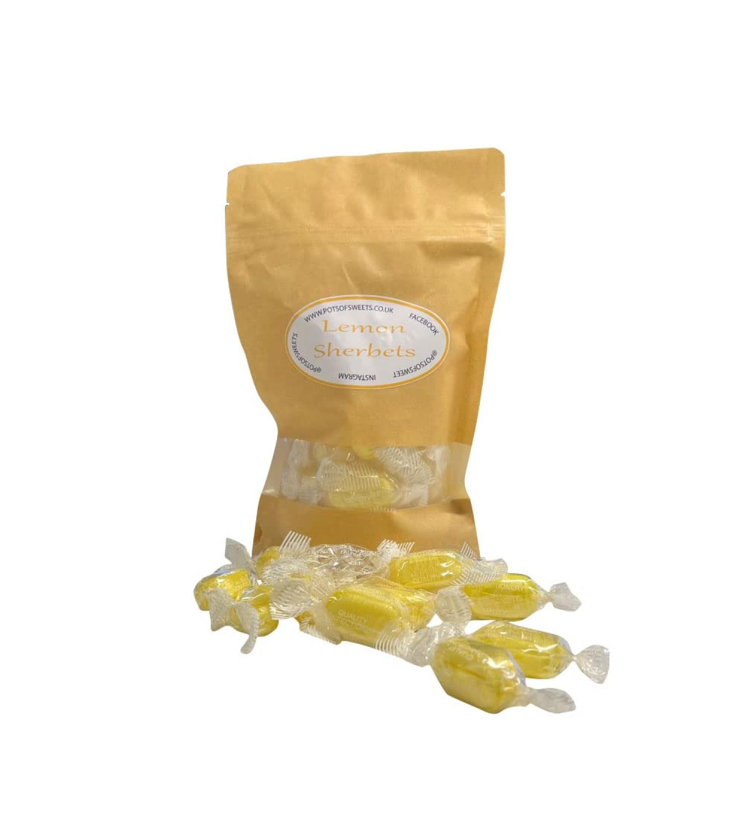 Personalized 250g Pouch of Individually Stockleys Wrapped Sherbet Lemon Sweets - Buy Online on SooperMarket.com
