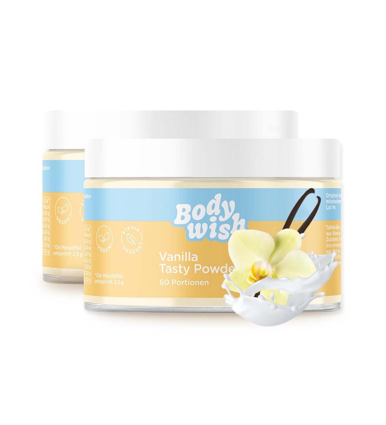 Bodywish Vanilla Tasty Powder - Low-Calorie Sugar Substitute | Natural Flavor Enhancer | 2 x 150g - Delicious Vanilla Aroma - Buy Online on SooperMarket.com