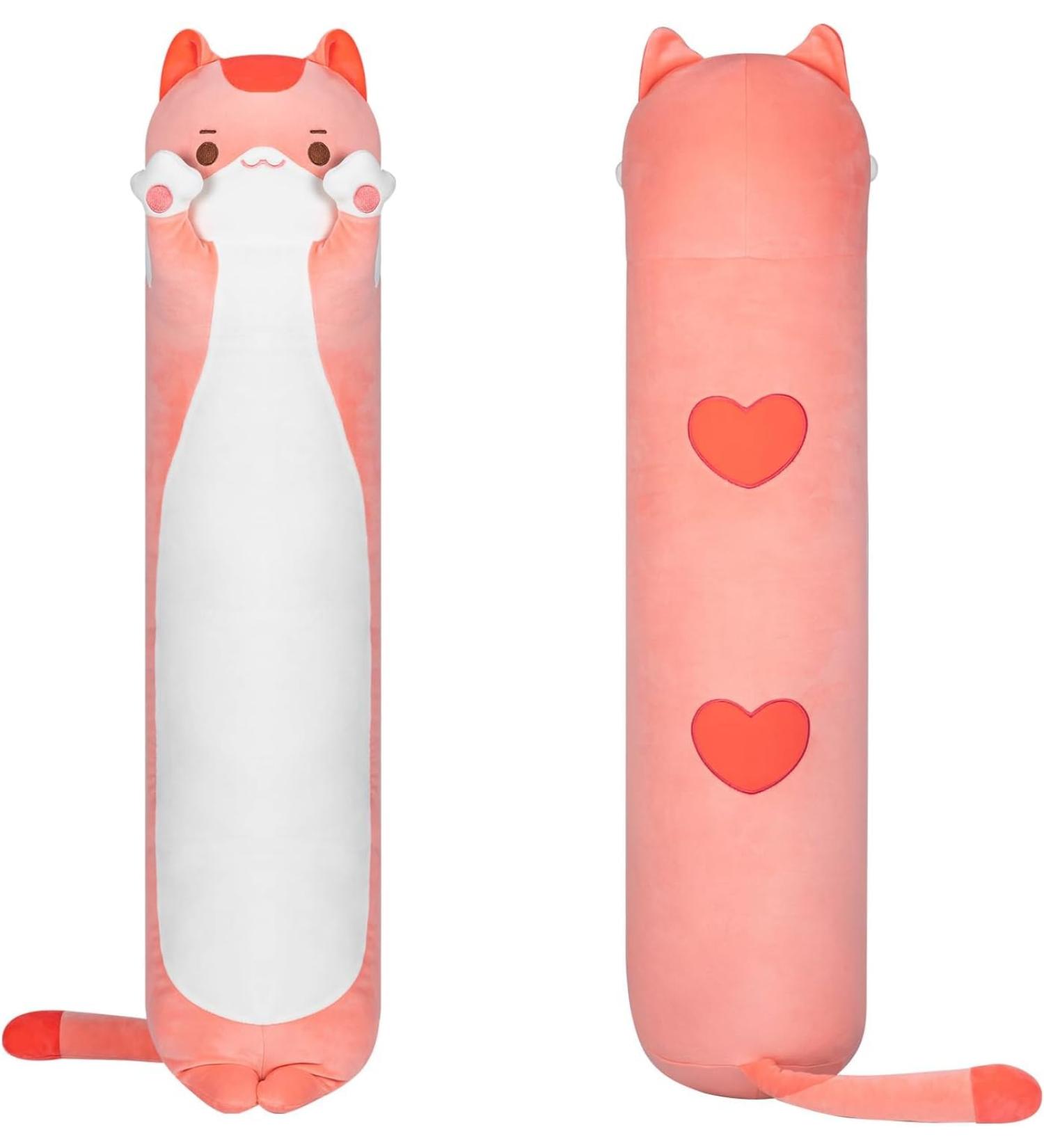 Hawaii 50 cm Kawaii Long Cat Plush Pillow - Soft Pink Cuddly Toy & Stuffed Animal Gift - Buy Online on SooperMarket.com