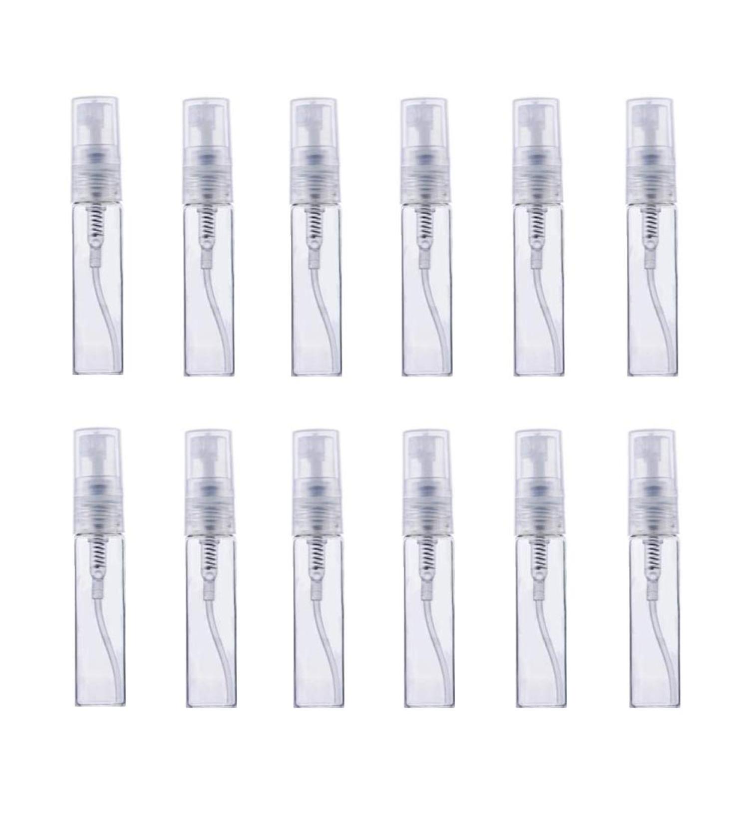12 x 3ml Clear Mini Glass Spray Bottles - Refillable Perfume & Makeup Atomizers Portable Travel Containers - Buy Online on SooperMarket.com