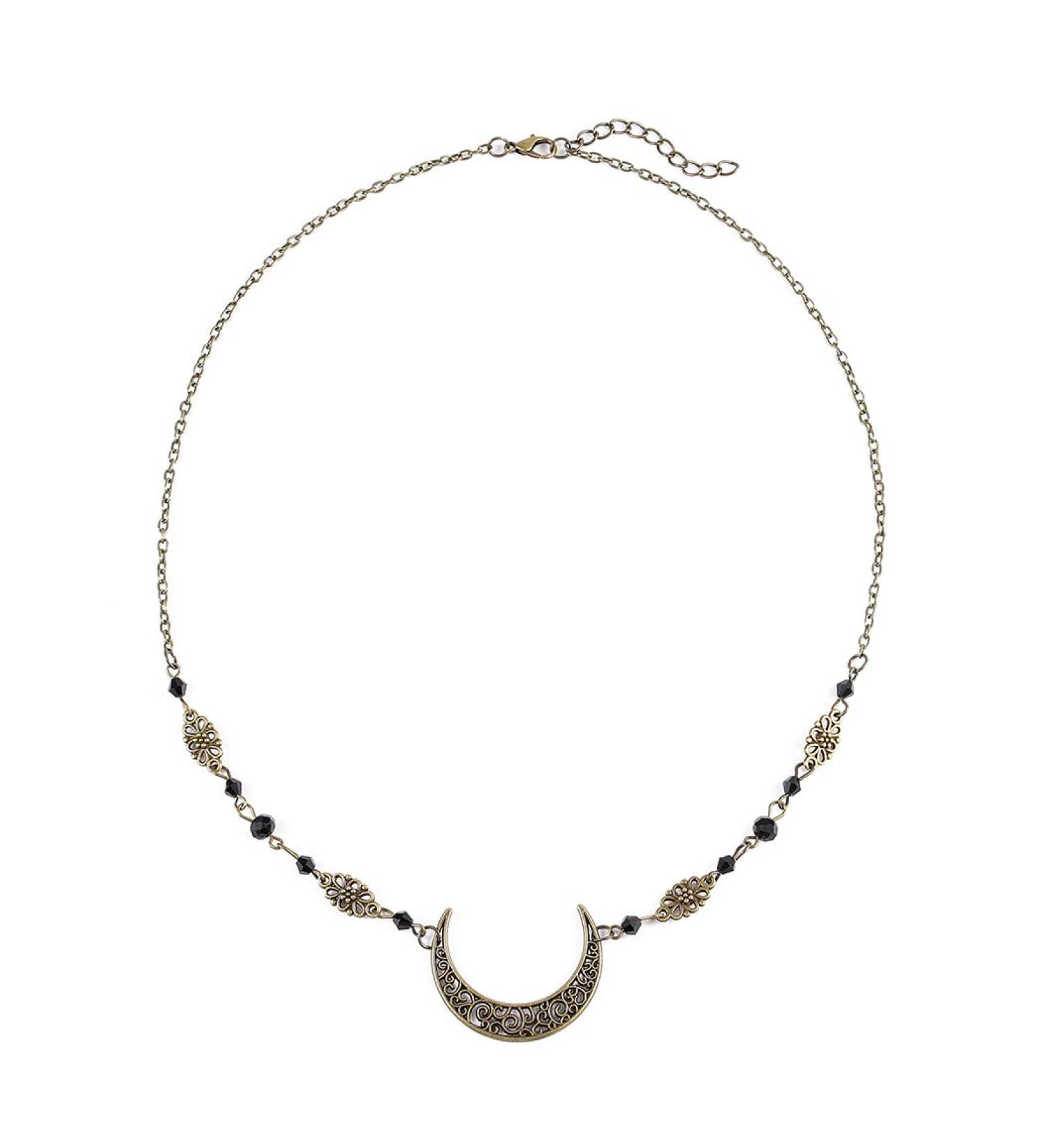 Yalice Boho Crescent Moon Head Chain | Vintage Crystal Hair Accessory for Women and Girls | Bronze-1 - Buy Online on SooperMarket.com