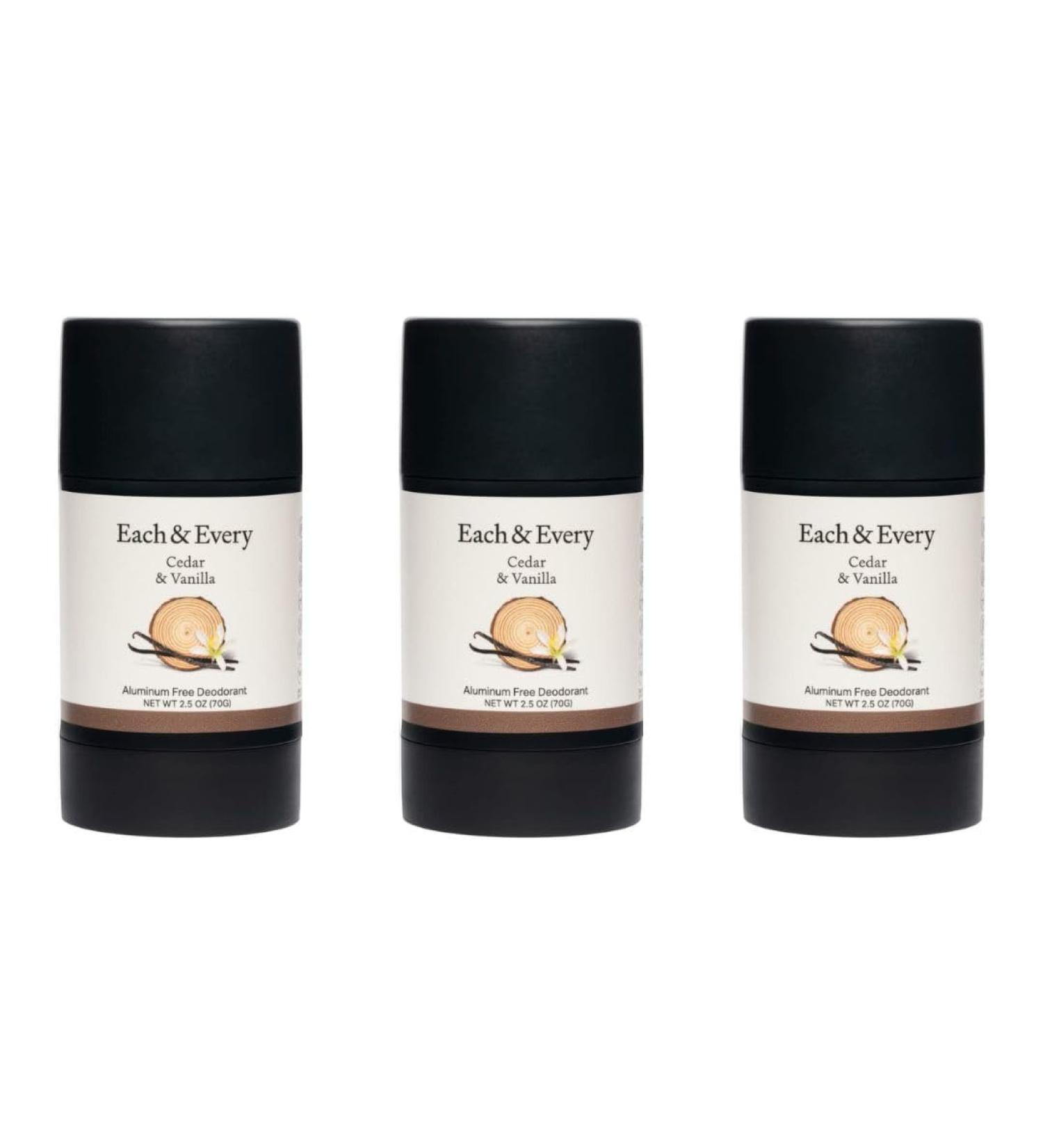Each & Every All Natural Deodorant for Women & Men - Sensitive Skin Plant-Based Baking Soda & Aluminum-Free Deodorant - Long Lasting 24 Hr Odor Control - Cedar & Vanilla Travel Size (3 Pack 2.5oz) Cedar & Vanilla 3 Count (Pack of 1) - Buy Online on SooperMarket.com