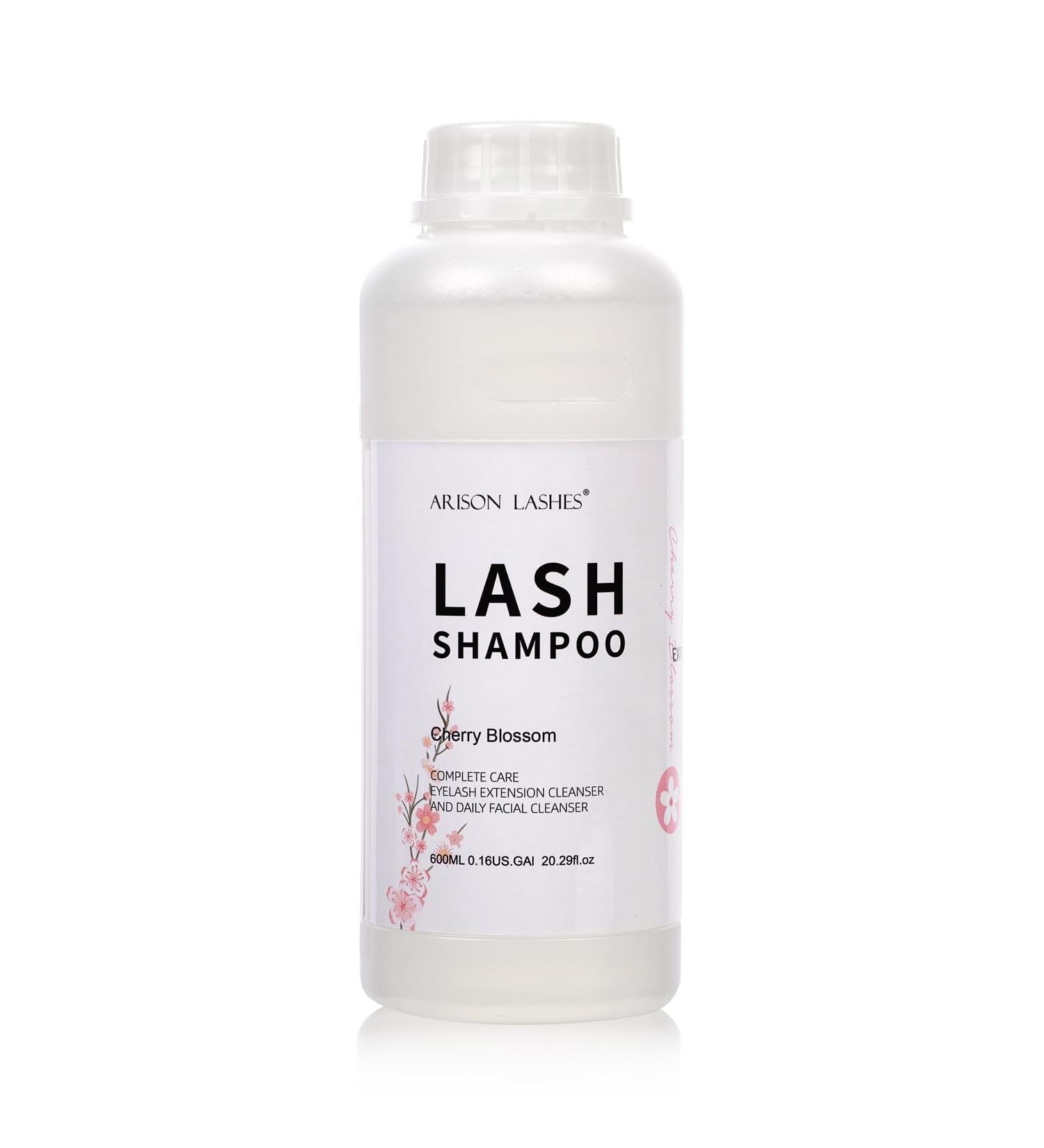 Eyelash Extension Shampoo 600ml | Paraben & Sulfate-Free Foaming Cleaner for Extensions & Natural Lashes | Cherry Blossom | Professional & Self-Use - Buy Online on SooperMarket.com