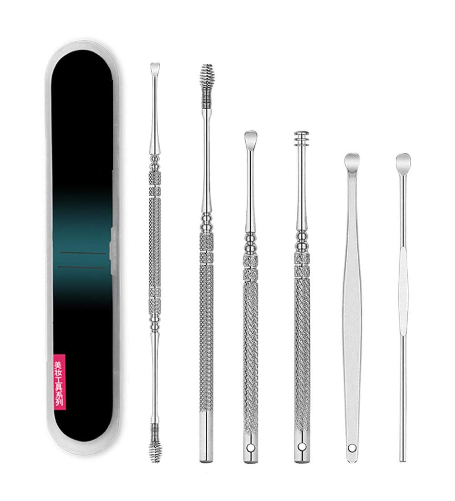 6Pcs Ear Curette Clean Spoon Wax Remover & Earpick Beauty Tools - Silver One Size - Buy Online on SooperMarket.com