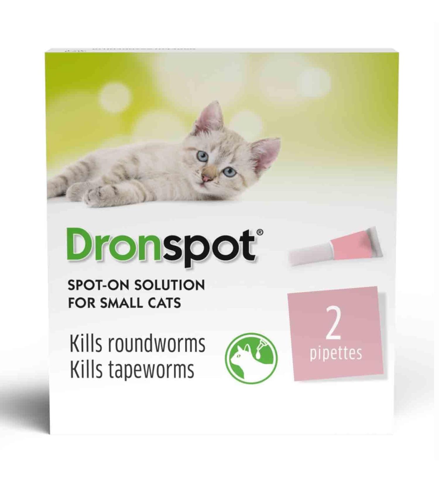 Dronspot Spot On Wormer for Small Cats - 0.5 to 2.5kg - 2 pipettes 2 pipettes Small Cats (0.5-2.5kg) - Buy Online on SooperMarket.com