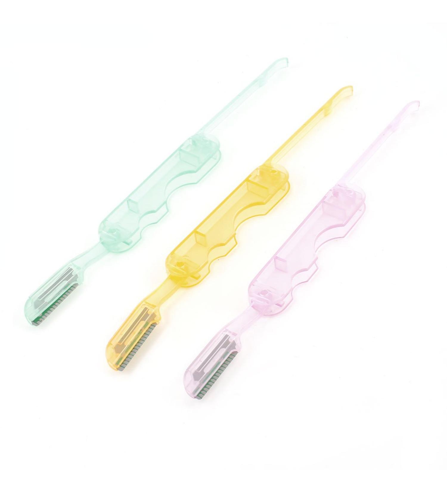 Ruilogod Lady Orange Green Purple Foldable Eyebrow Razor Trimmer Shaper 3pcs