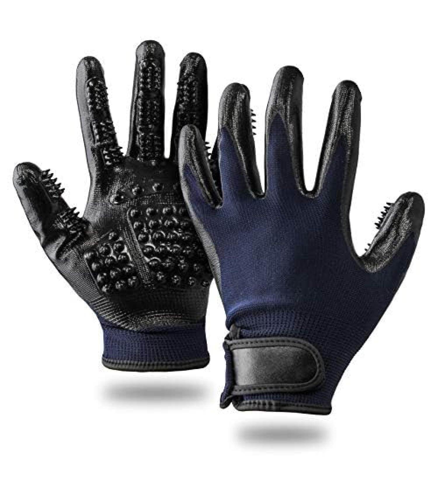 LetiStore 2X Cat Brush Grooming Gloves - Blue XL | Effective Pet Grooming for Cats Dogs and Horses | Remove Hair Easily - Buy Online on SooperMarket.com
