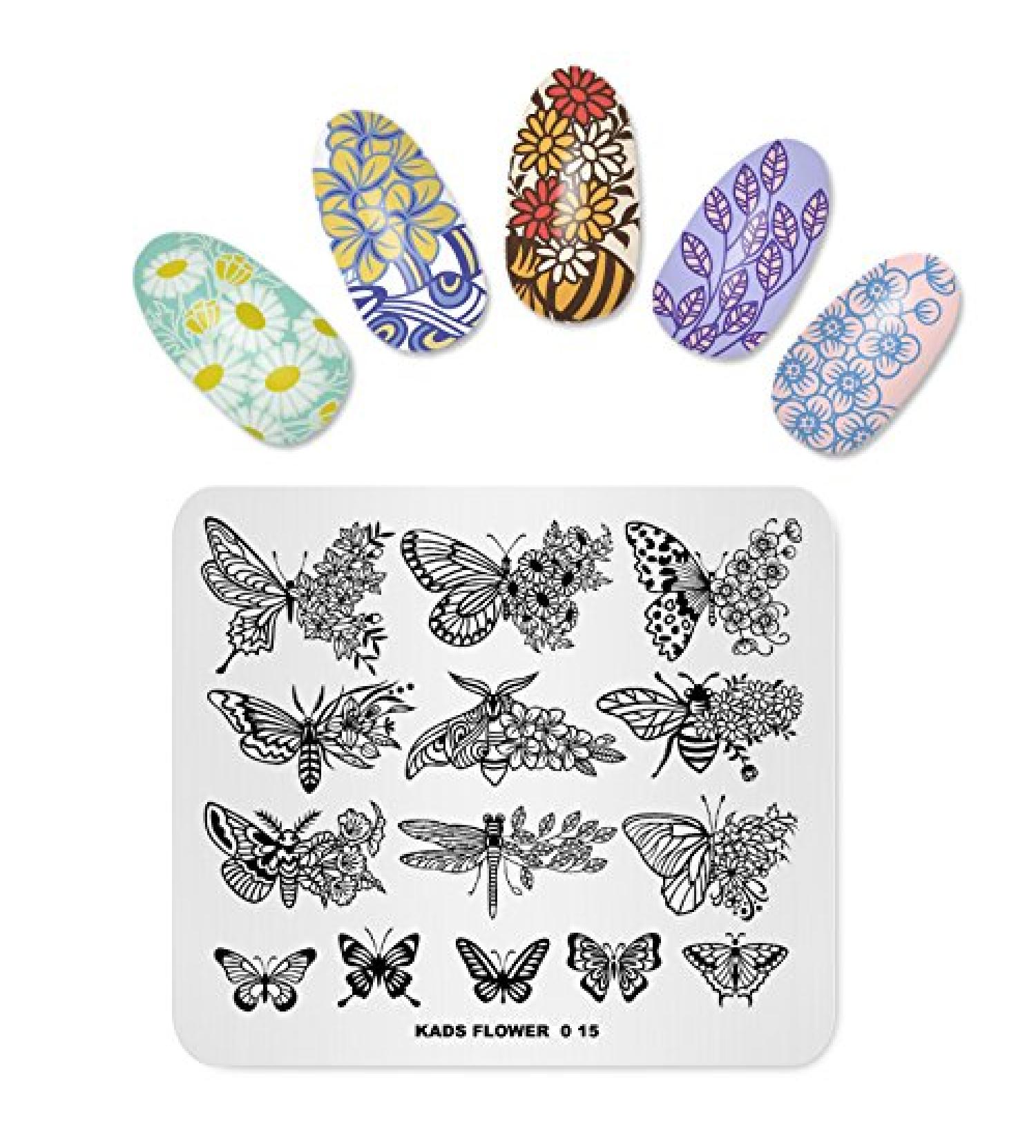 Floral Butterfly Nail Art Stamper Tool - Plate Stamp Flower Multi-Pattern Printing Template FL015 - Buy Online on SooperMarket.com