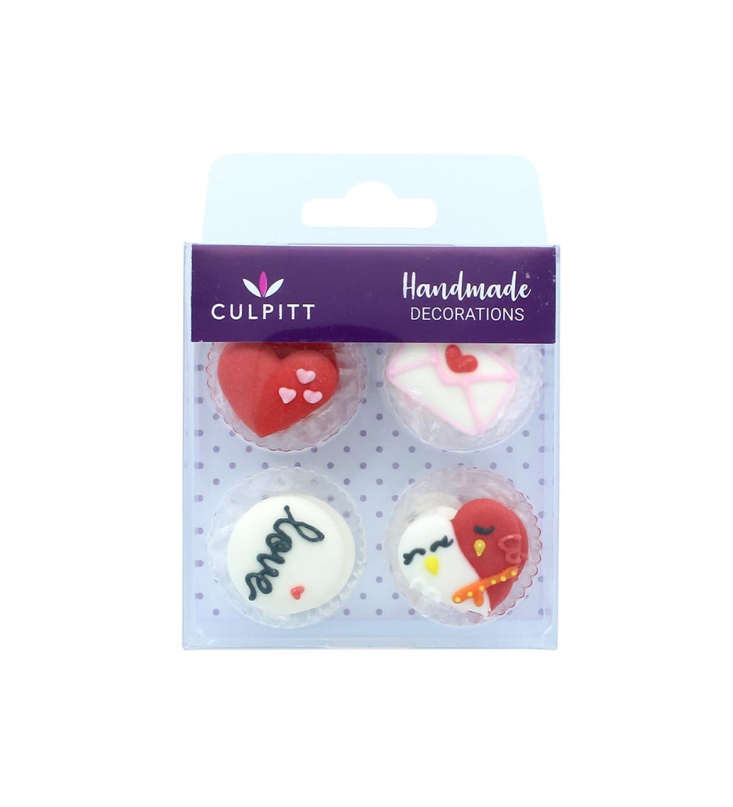 Valentine Love Hearts and Letters Cake Decorations - 12pk