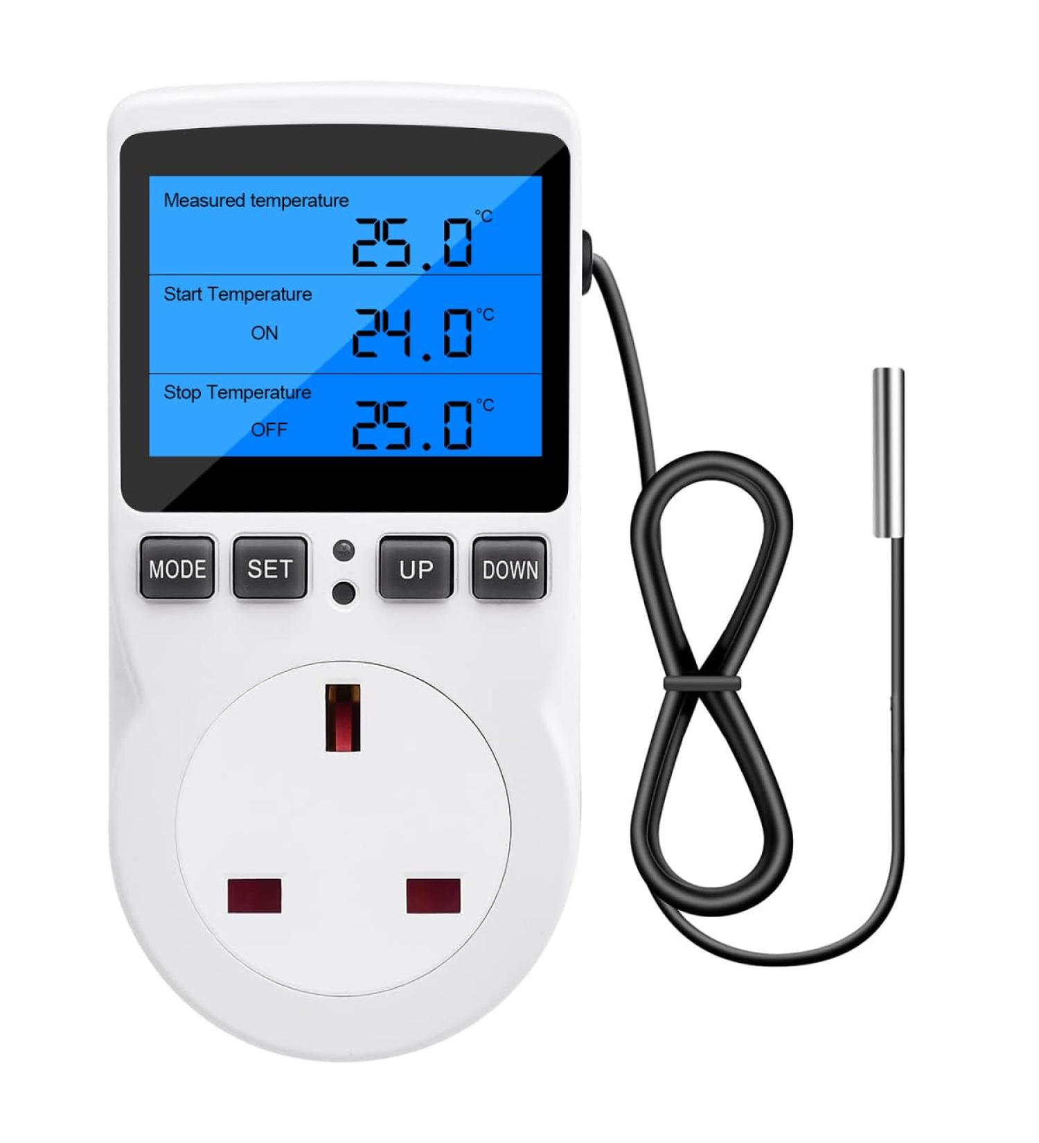 Diymore 220V Digital Temperature Controller Thermostat with Backlight LCD Screen - Ideal for Greenhouse, Farm, and Terrarium - Buy Online on SooperMarket.com