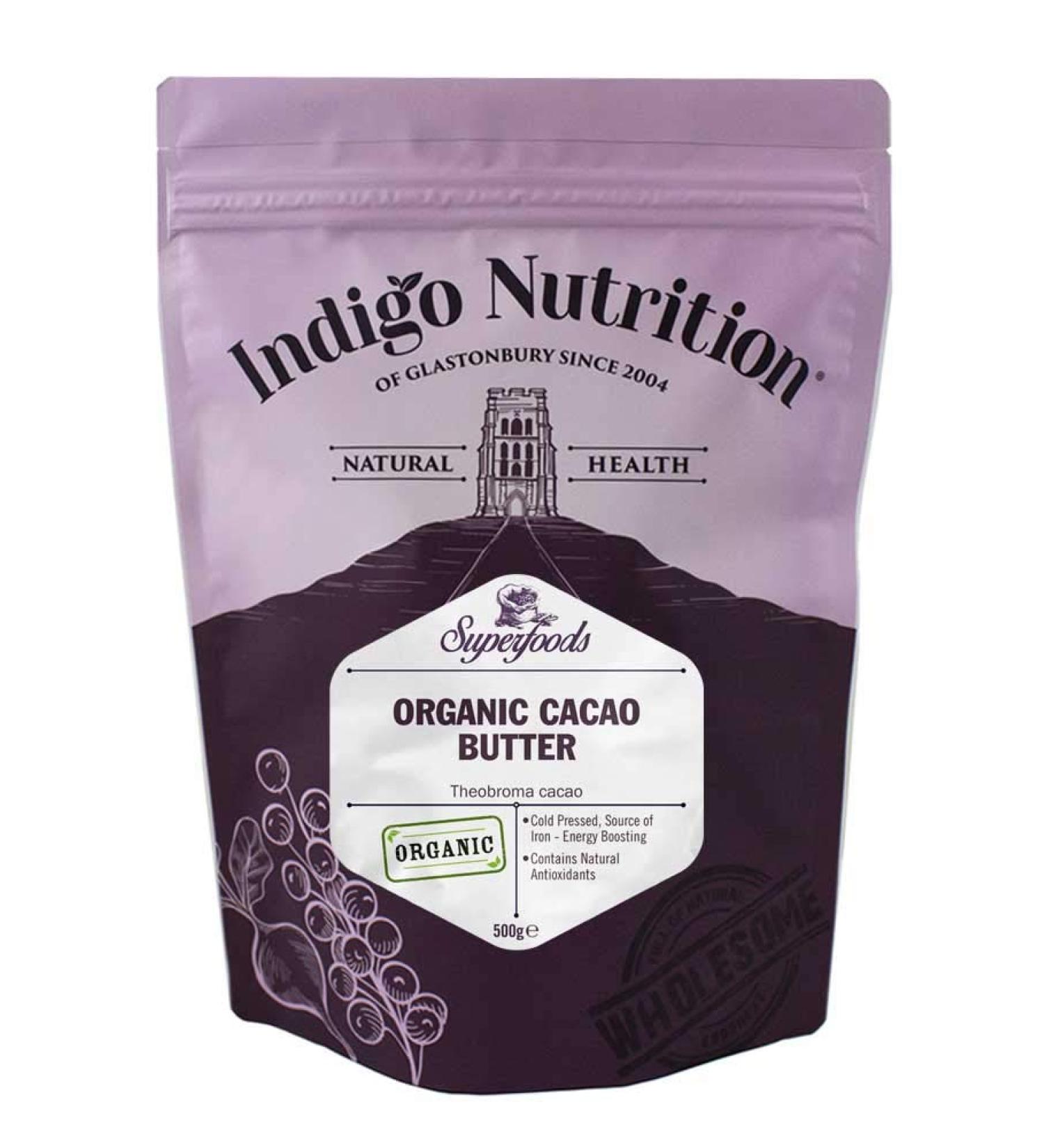 Indigo Herbs Organic Cacao Butter 500g - Pure, Natural, and Vegan-Friendly - Buy Online on SooperMarket.com