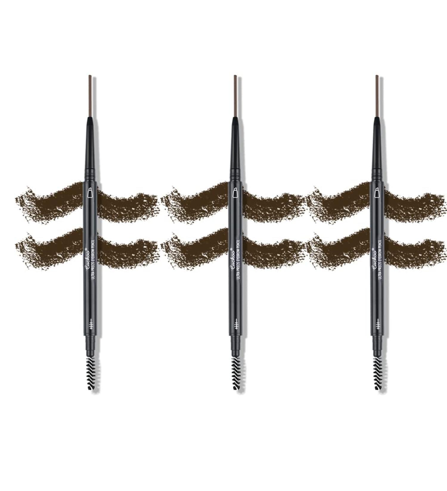 3 Pack Waterproof Ultra Precise Dark Brown Eyebrow Pencil Set with Razor - Long-lasting Natural Brows - Microblading Makeup Pen - 3 Count - Buy Online on SooperMarket.com