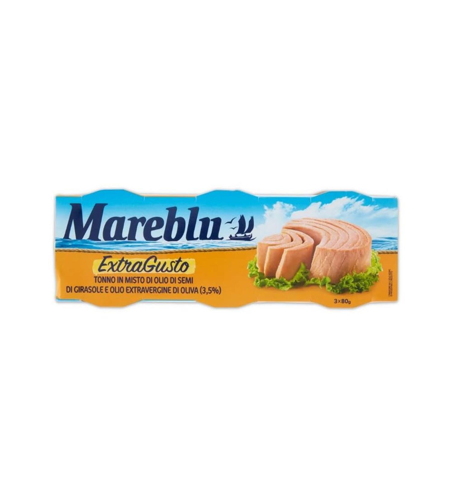Mareblu Extra Gusto Tuna In Sunflower Oil & Olive Oil 3x80g - Buy Online on SooperMarket.com