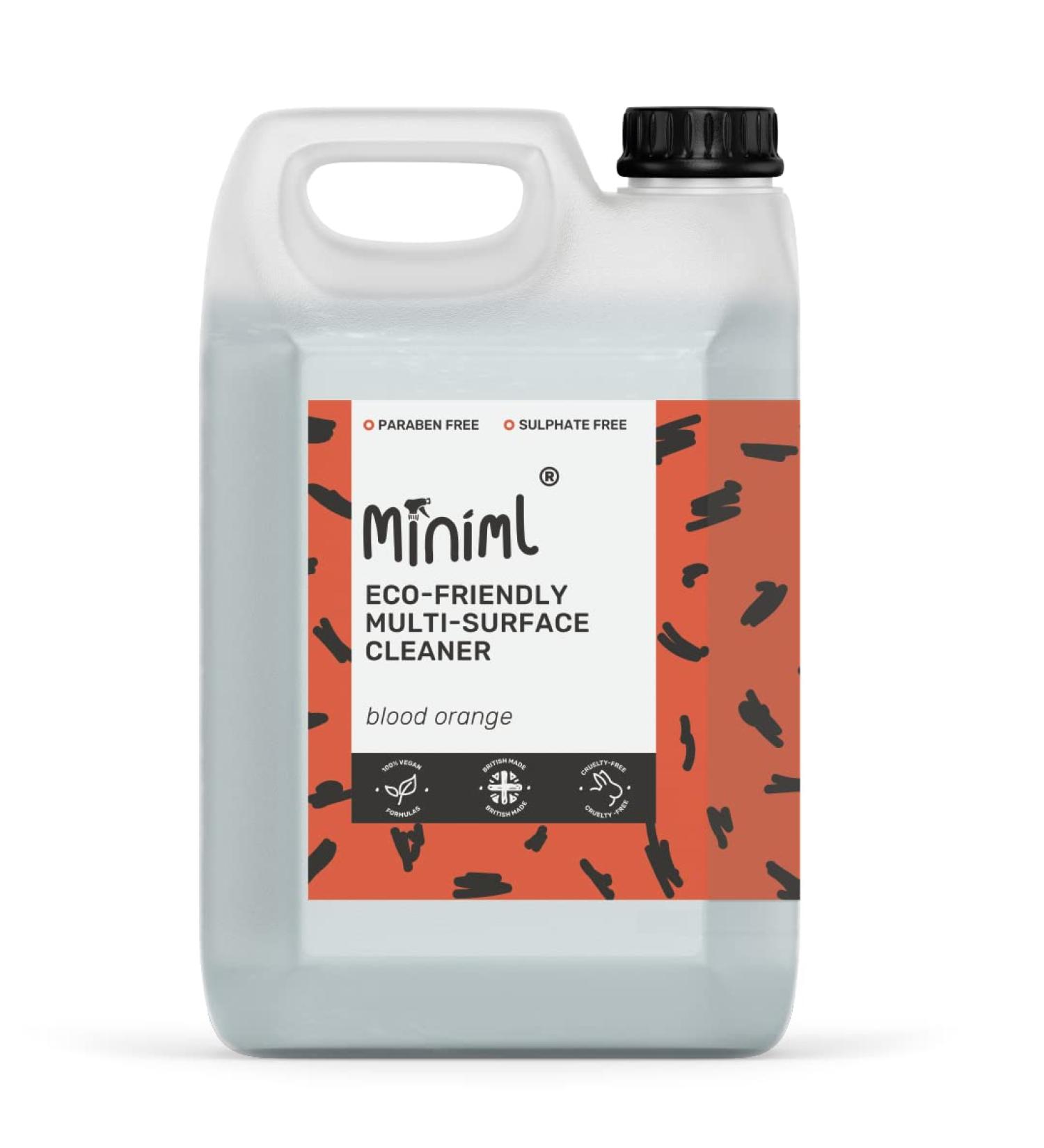 Miniml Eco Multi-Surface Cleaner 5L Refill - Blood Orange Scented | Natural Plant-Based, Vegan & Cruelty-Free Formula | For All Surfaces, Floors, Walls, Glass, Kitchen, Bathroom - Buy Online on SooperMarket.com