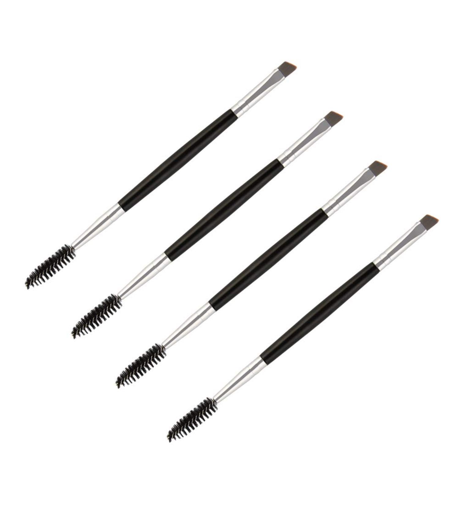 4-Piece Black Double-Head Eyebrow Brush Set | Multi-Functional Spoolie & Comb for Perfect Eyebrow Tinting - International Shipping Available - Buy Online on SooperMarket.com