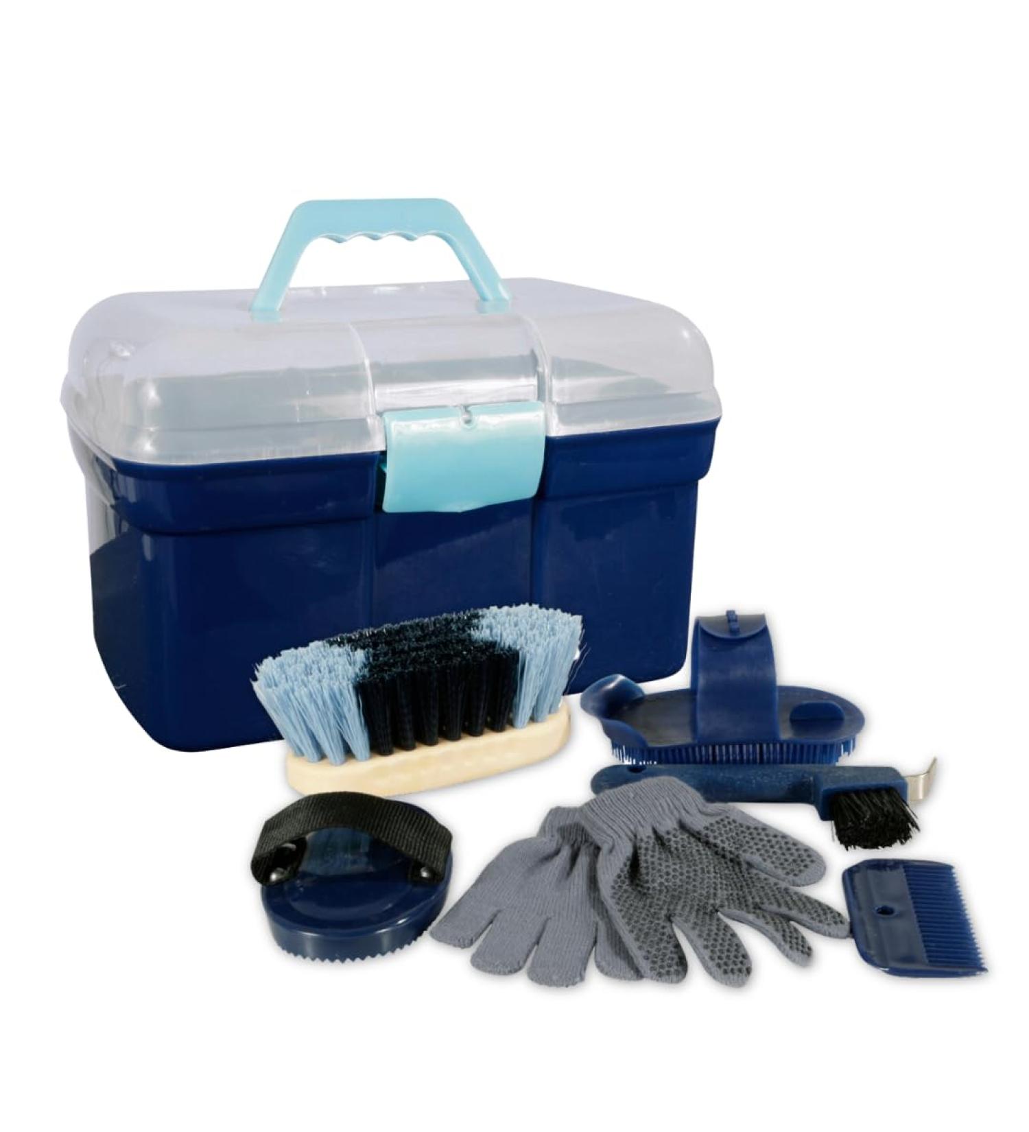 PFIFF 100576 Children's Grooming Box - 6-Piece Horse Care Kit in Blue | International Shipping Available - Buy Online on SooperMarket.com