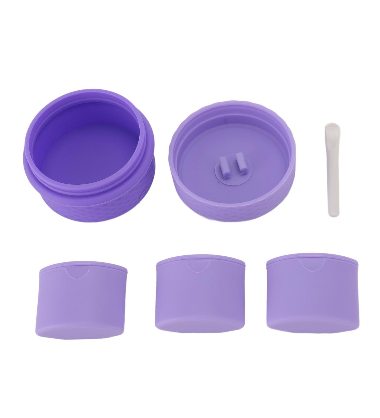 Travel Silicone Makeup Containers Trinkets Pills Silicone Cream Jars with Spoon Leakproof Portable for Outdoor (Purple) - Buy Online on SooperMarket.com