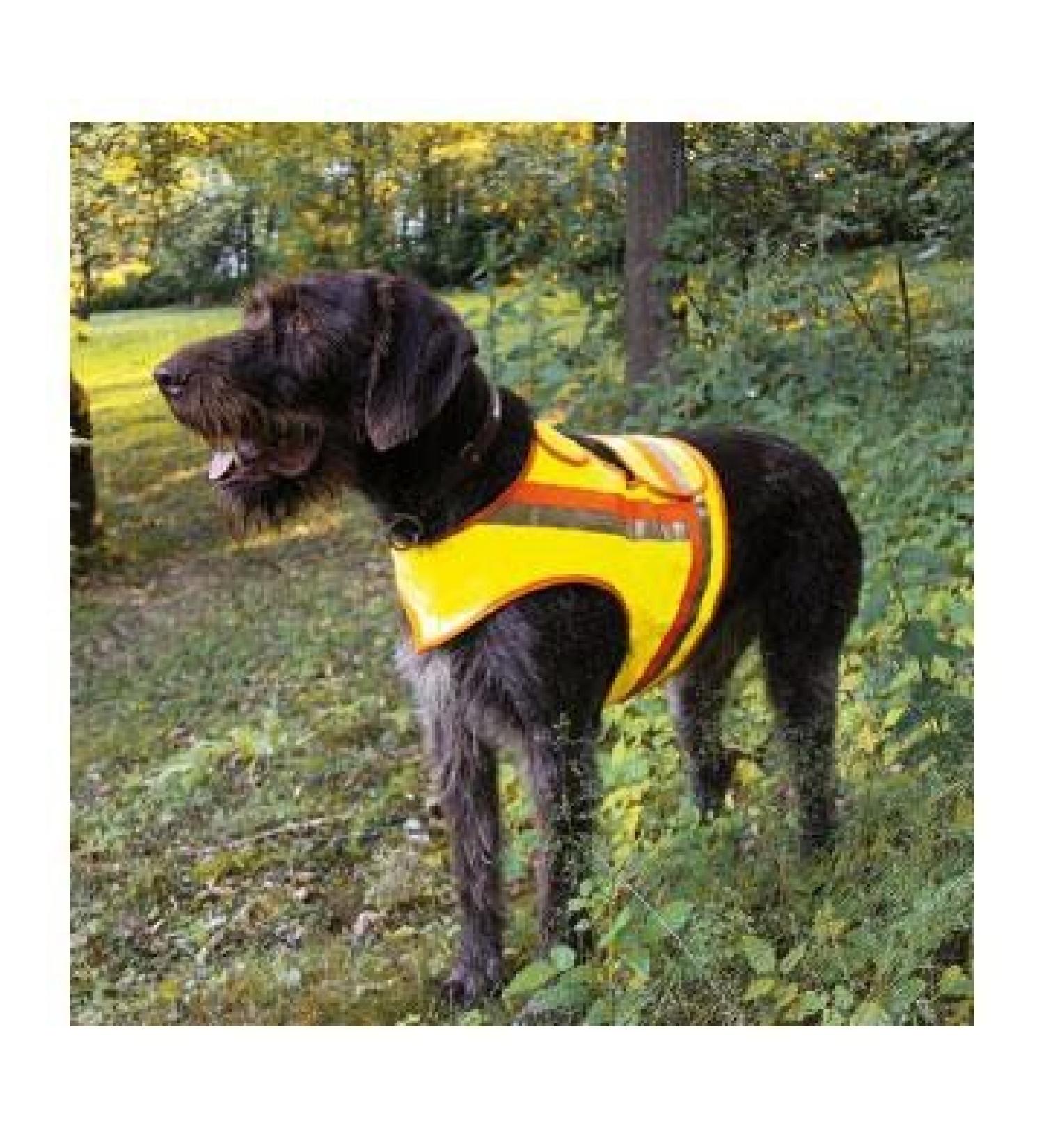Reflective vest for dogs dog warning vest AKAH size 1 for dachshunds: neck circumference yellow