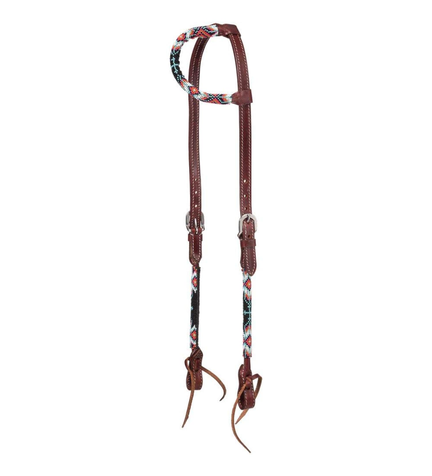 Tough 1 45-7047 Beaded Cross Single Ear Headstall Black Horse