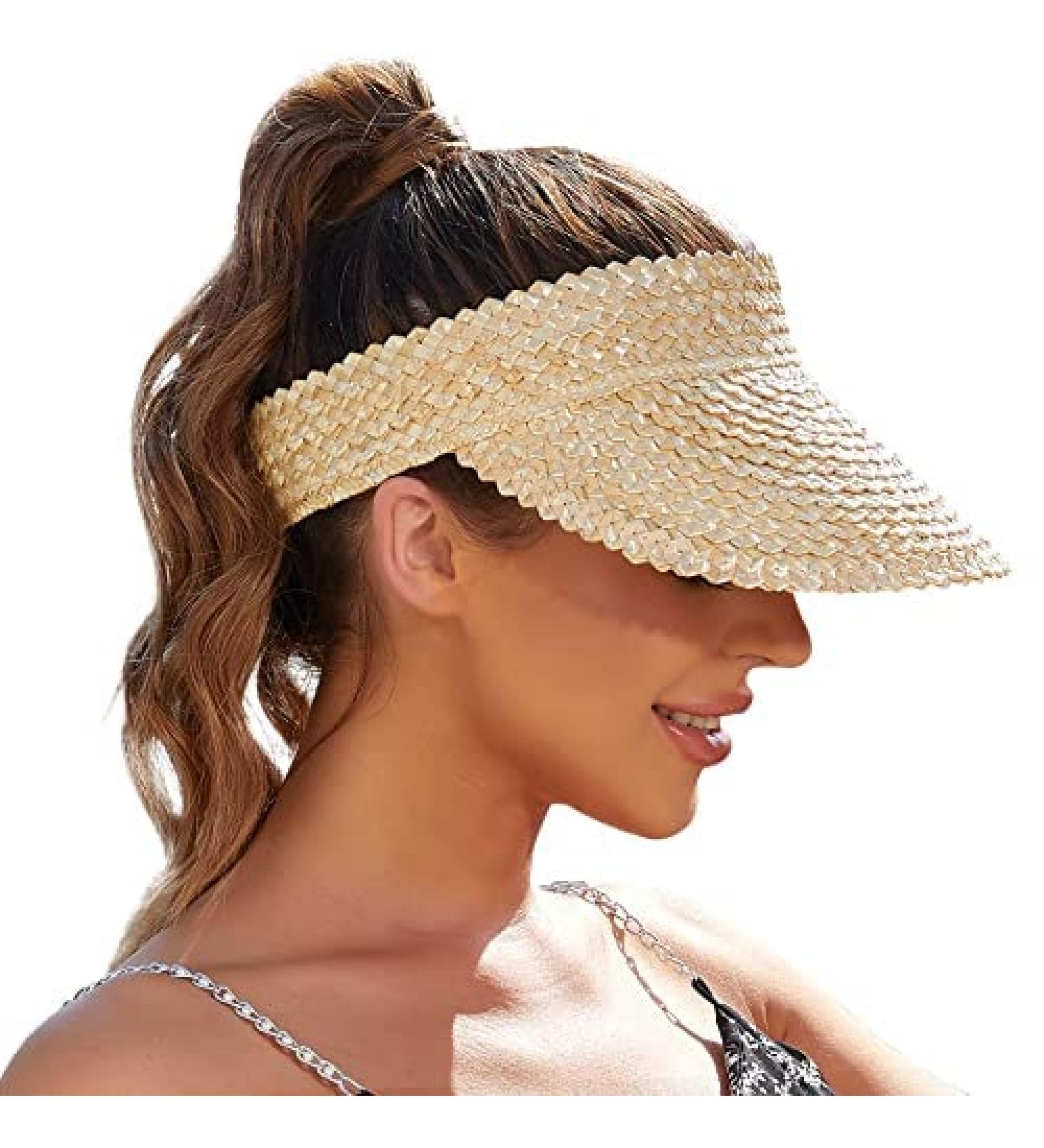 Women's Handmade Ivory Straw Sun Hat, Beach Hat, and Visor Collection - Buy Online on SooperMarket.com