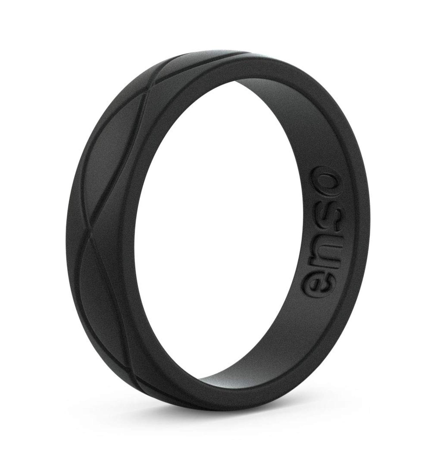 Enso Rings Women's Infinity Silicone Wedding Ring - Hypoallergenic & Comfortable Band for Active Lifestyle - Obsidian, Size 7 - Buy Online on SooperMarket.com