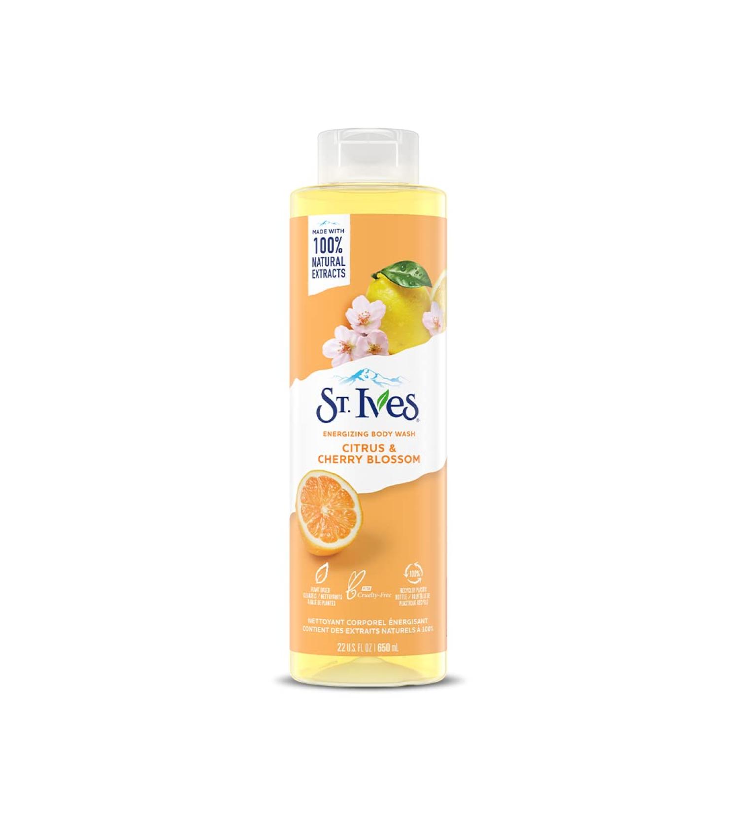 St. Ives Energising Body Wash (650ml) Citrus & Cherry Blossom Made with Plant-Based Cleansers & 100% Natural Extracts 16 oz Shower Gel - Buy Online on SooperMarket.com