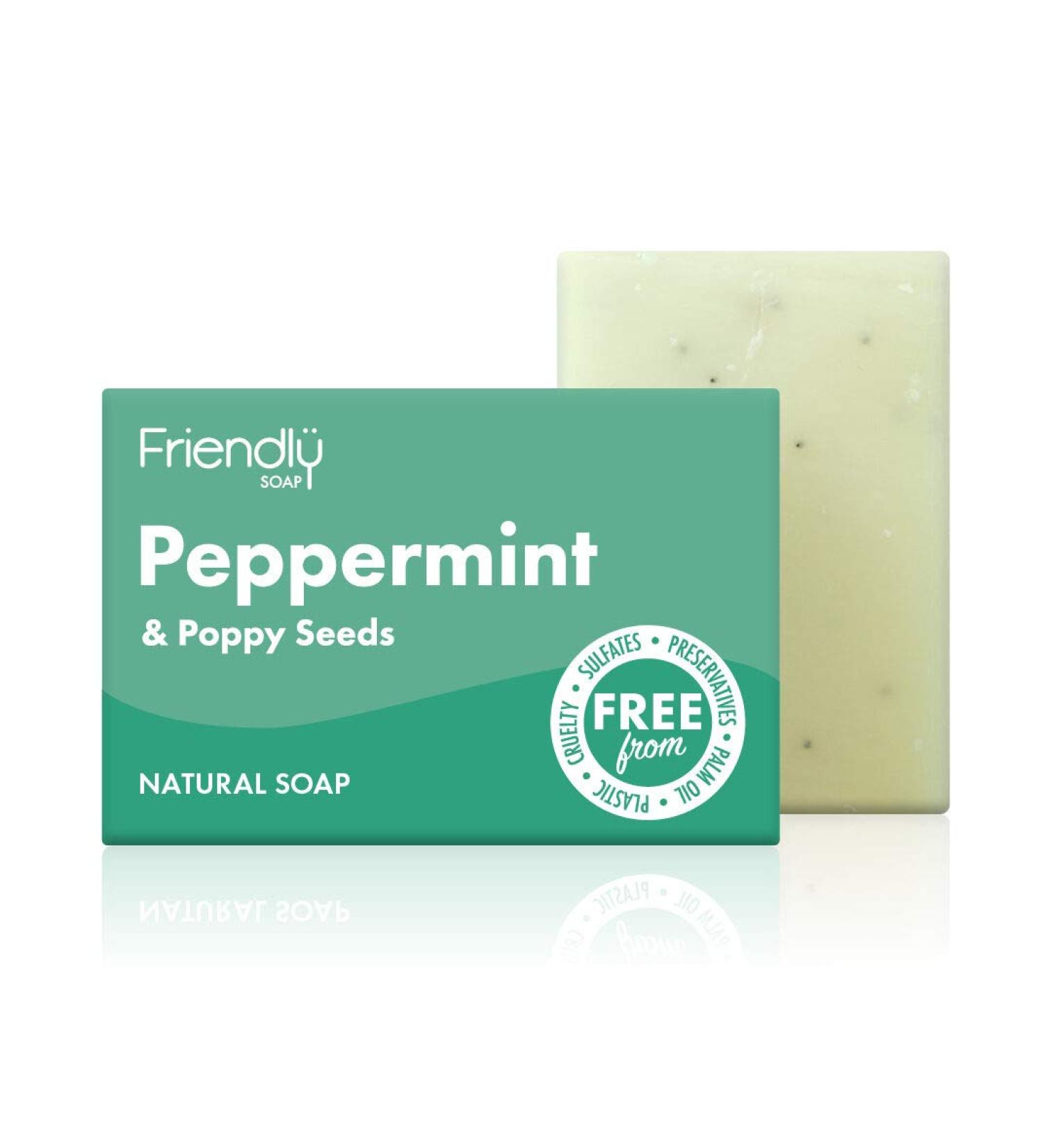 Natural Peppermint & PoppySeed Soap 95g Bar - Handmade with Shea Butter & Coconut Oil - Vegan & Eco-Friendly - Buy Online on SooperMarket.com