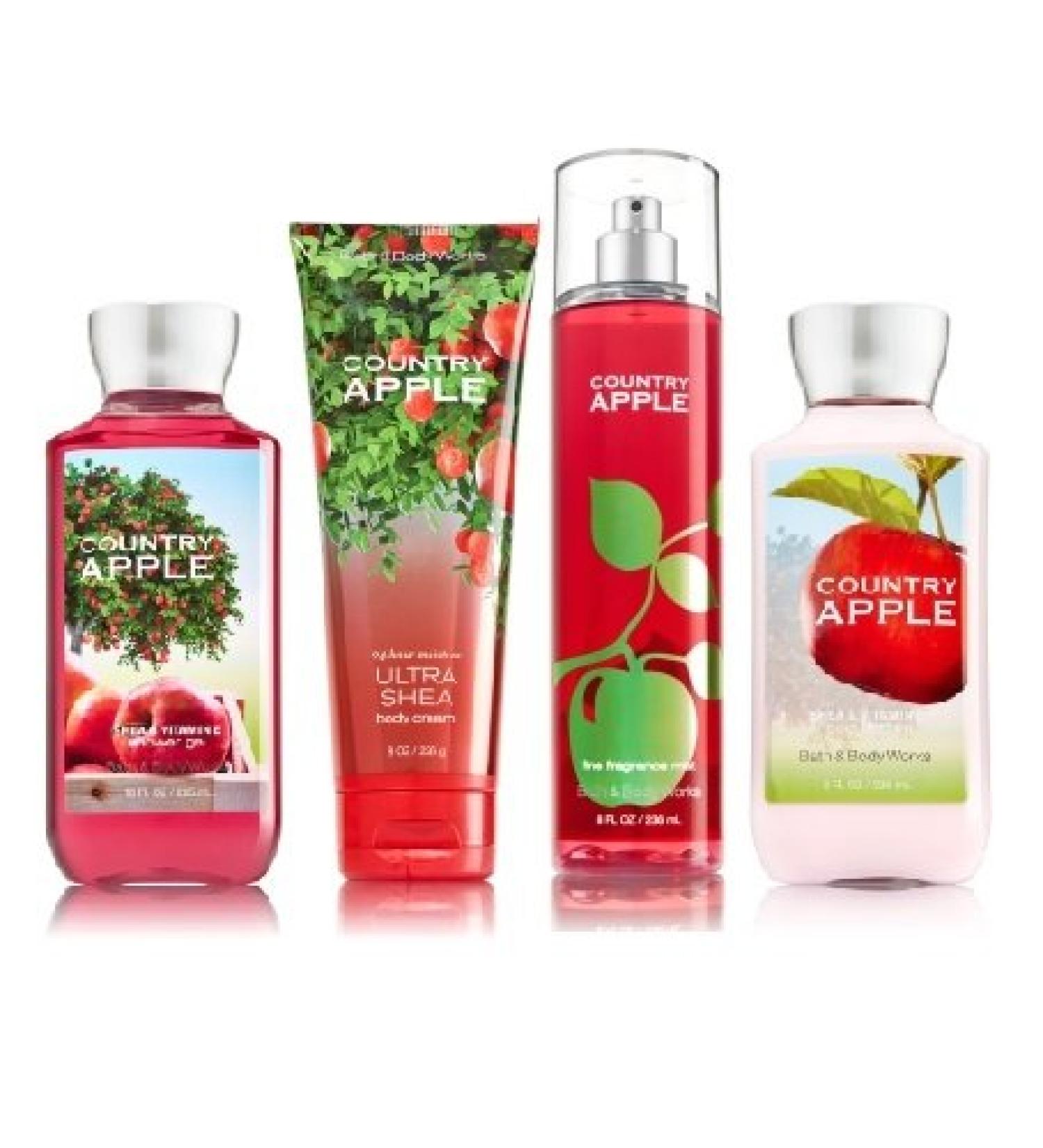 Bath & Body Works COUNTRY APPLE Deluxe Gift Set - Full Size Body Lotion, Cream, Fragrance Mist & Shower Gel - Buy Online on SooperMarket.com