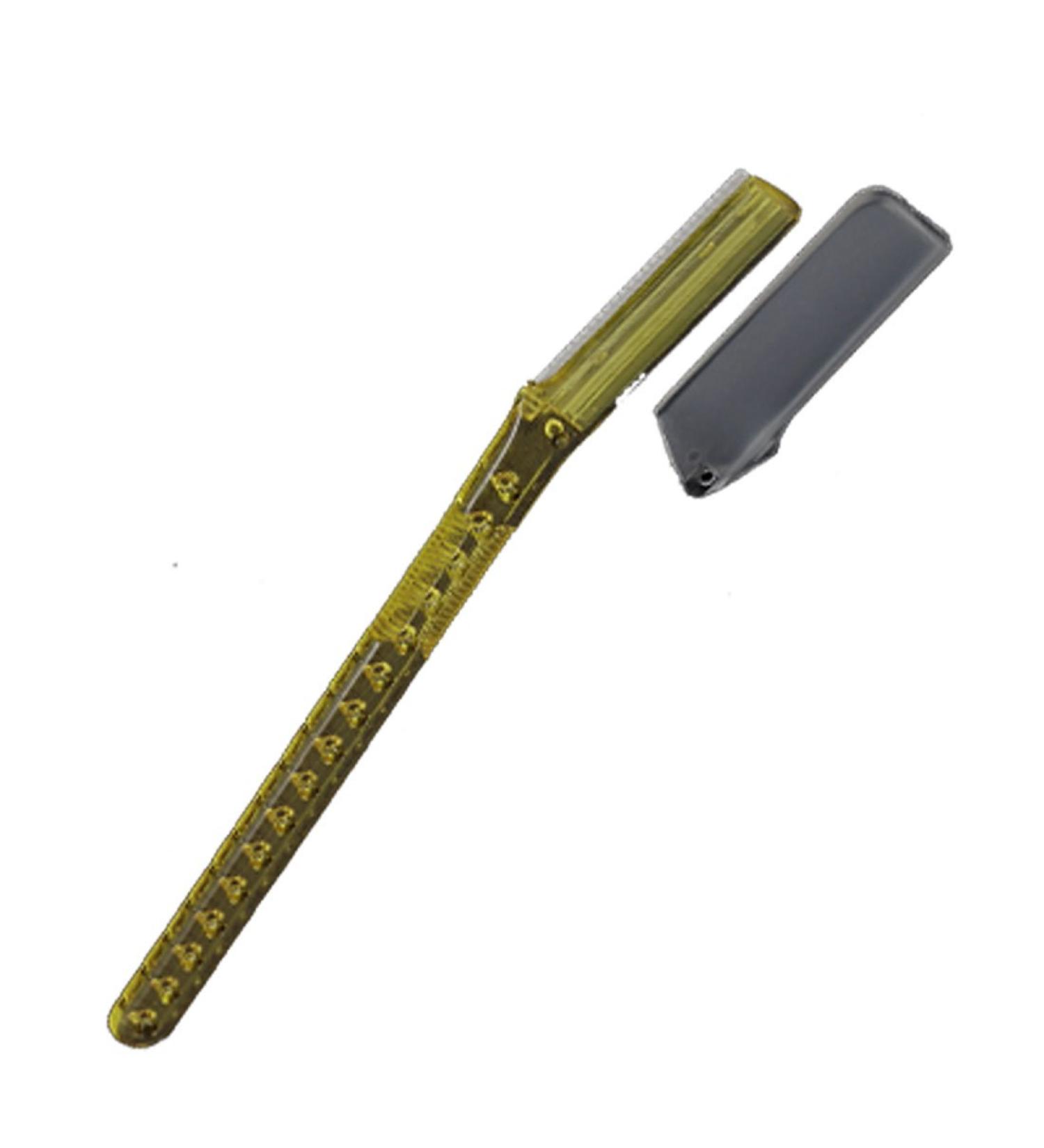Ruilogod Yellow Eyebrow Razor Slim Brow Shaper Trimmer for Lady