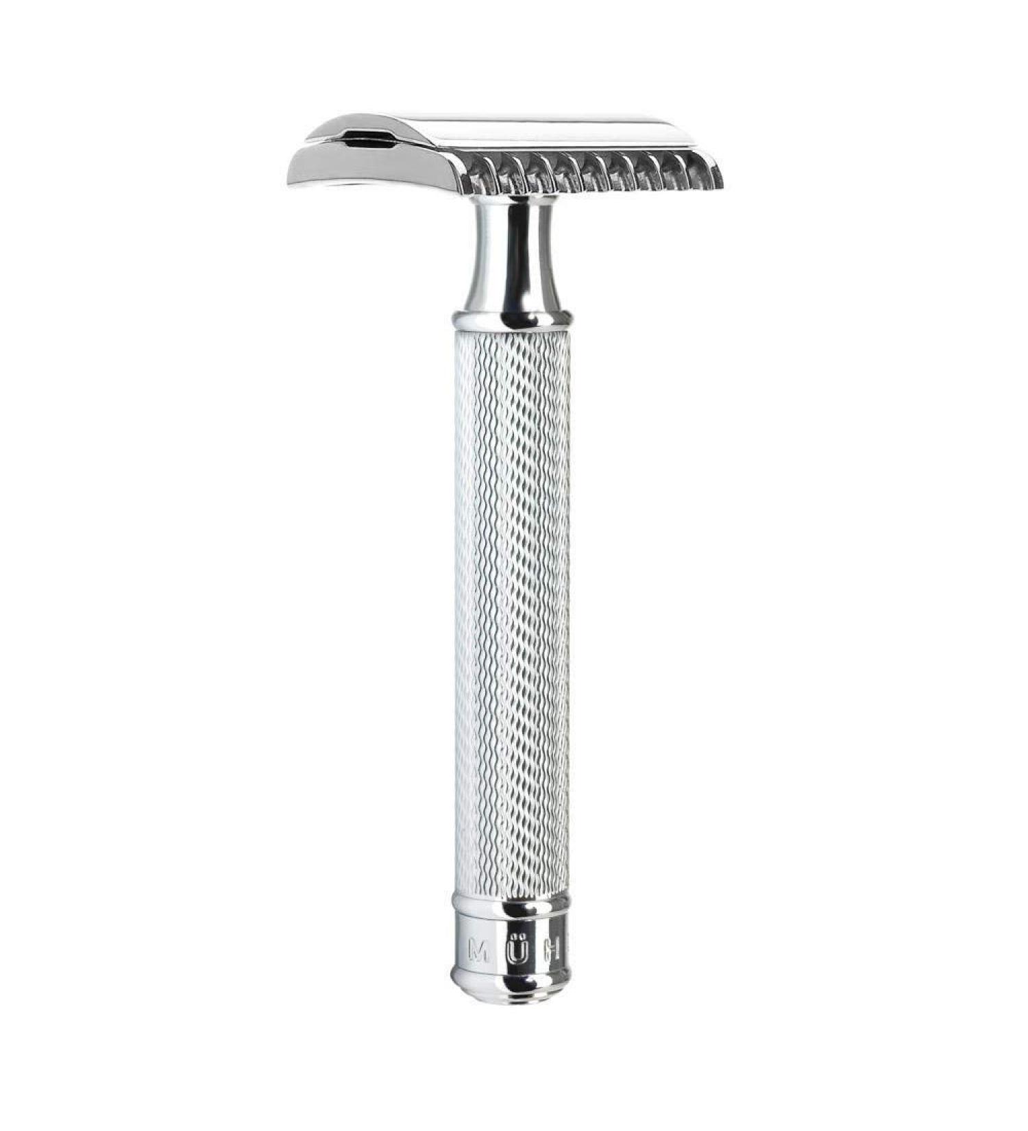 MHLE TRADITIONAL R41 Double Edge Safety Razor - Premium Barbershop Quality for Smooth Shave Chrome Finish - Buy Online on SooperMarket.com