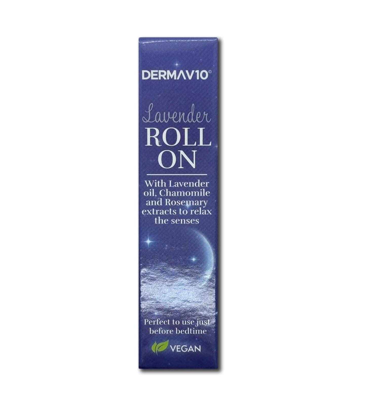 Derma V10 Lavender Roll On Blend of Lavender Oil Chamomile and Rosemary Extract to Promote Peaceful and Restful Night Sleep Aids in Calming and Relaxing The Mind and Body Vegan Friendly - Buy Online on SooperMarket.com