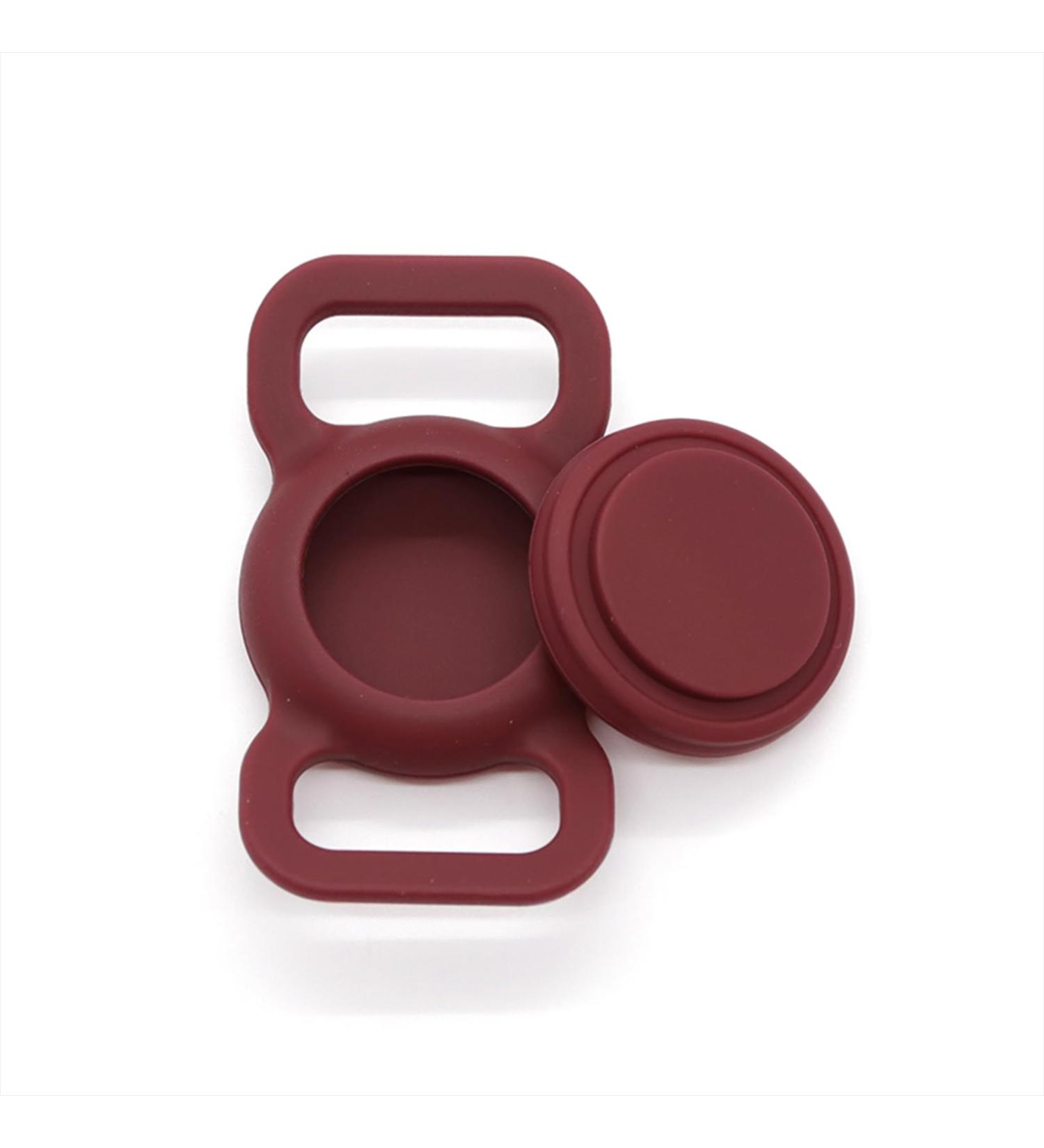 Buy Airtag Dog Collar - GPS Tracking Silicone Cover for Apple Airtag | Anti-Lost Accessories for Pets - Burgundy - Buy Online on SooperMarket.com