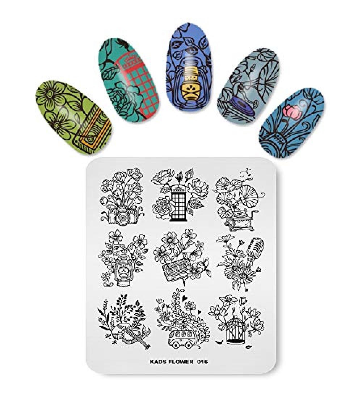 Alexnailart Nail Stamping Plate FL016 - Multi-Pattern Stamping Template for Image Print Nail Art Design - Nail Stamper & Scraper Nails Tool - Buy Online on SooperMarket.com