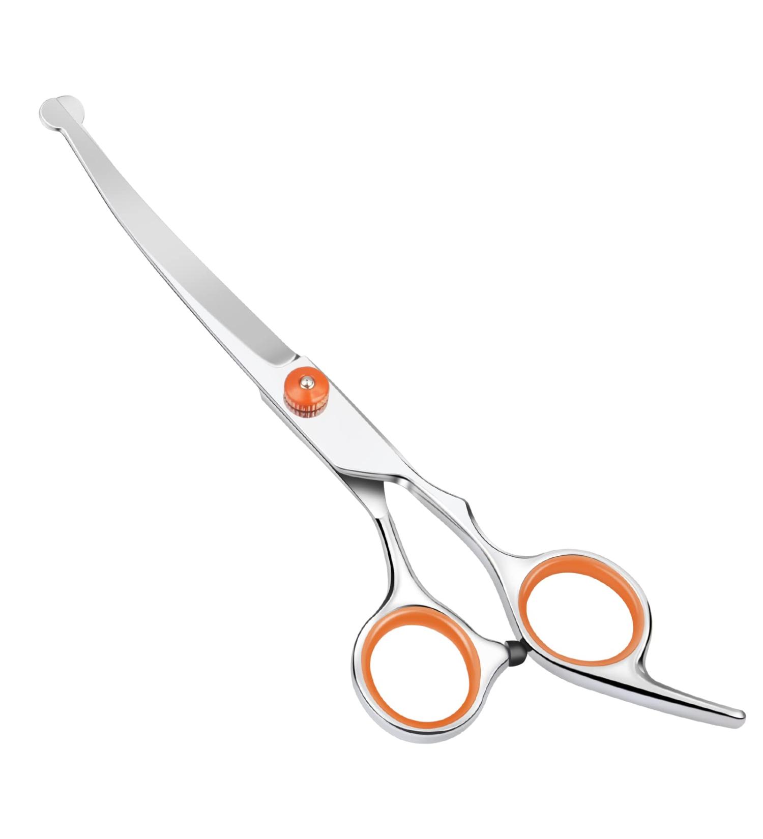 Dog Grooming Scissors 7.3" Pet Grooming Scissors with Safety Round Tip Stainless Steel Grooming Shears for Dog Cat 1 Piece-curved Scissors - Buy Online on SooperMarket.com