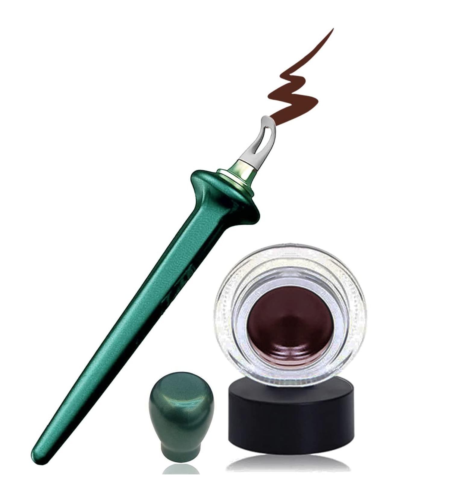 Aaiffey Eyeliner Applicator Kit with Waterproof Brown Cream - Easy No-Skip Green Eyeliner Tool Set - Buy Online on SooperMarket.com